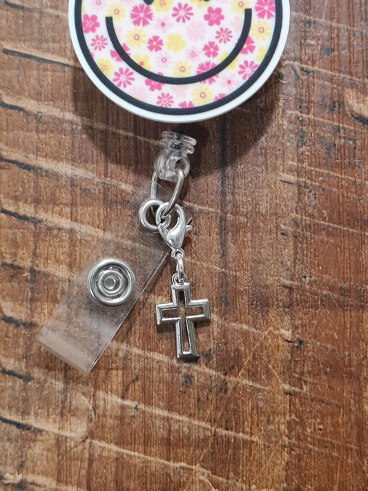 Cross ~ ID Badge Reel Charm ~ Custom Made Charm ~ Badge Buddy ~ Badge Accessories ~ Work Badge Charm ~ ID Badge Charm~ Christian Badge Charm