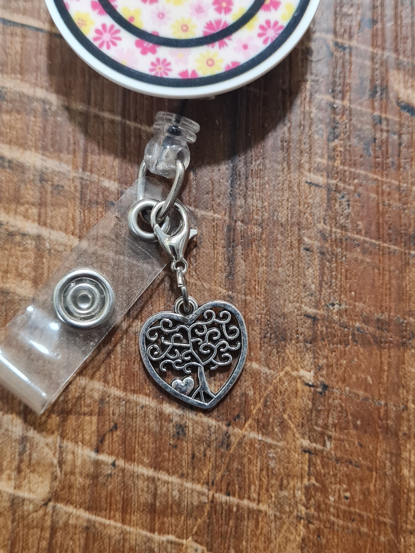 Family Tree Heart ~ ID Badge Reel Charm ~ Custom Made Charms ~ Badge Buddy ~ Badge Accessories