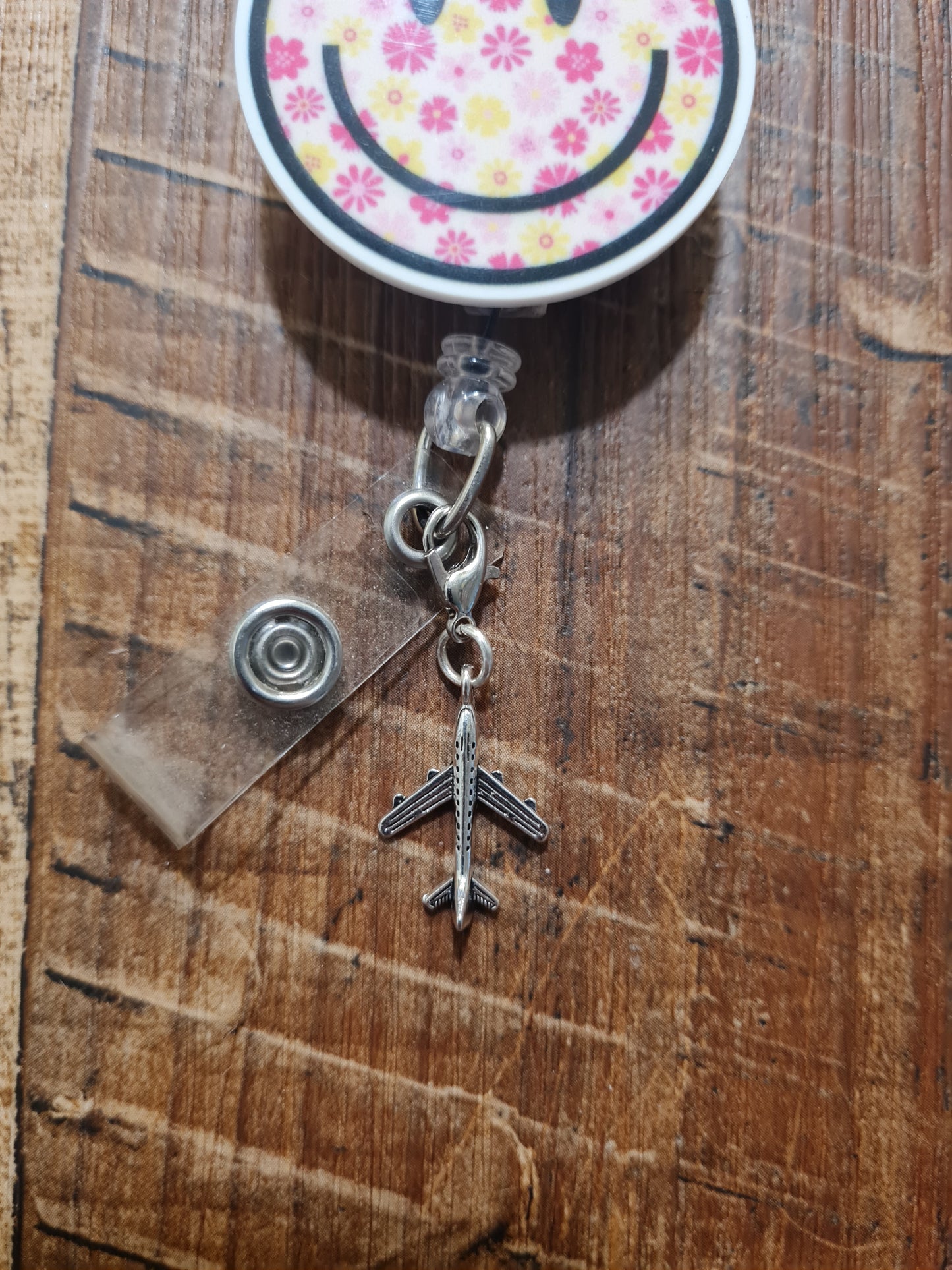 Airplane Jet ID Badge Reel Charm - Silver Aviation Lanyard Accessory for Pilots, Flight Attendants, and Aerospace Engineers