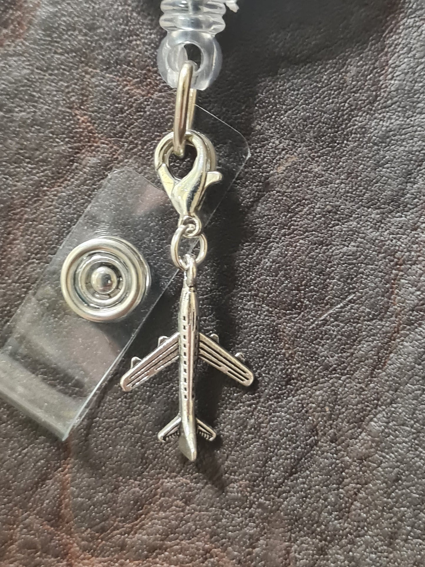 Airplane ~ Steward ~ Stewardess ~ ID Badge Reel Charm ~ Custom Made Charms ~ Badge Buddy ~ Badge Accessories