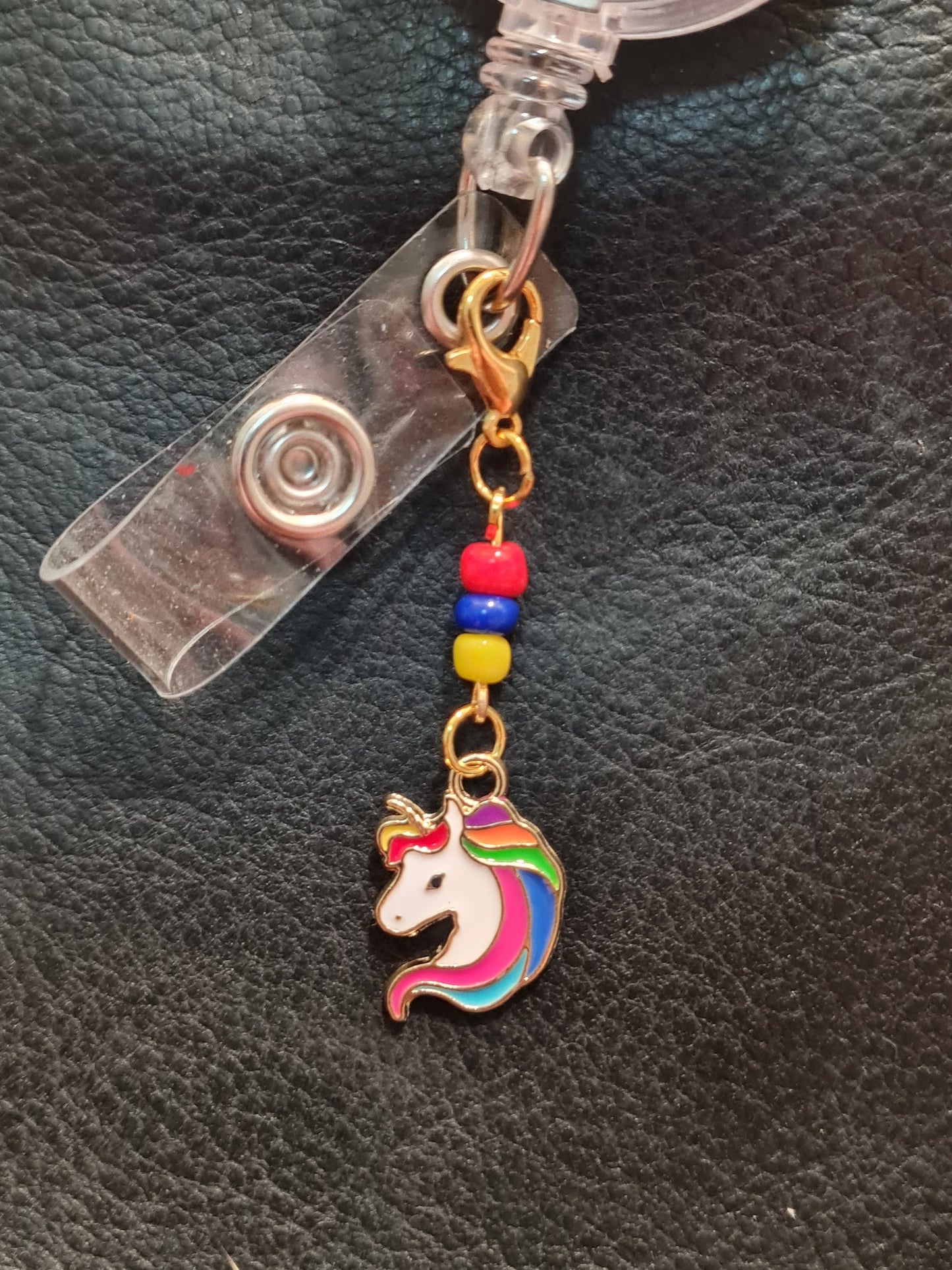 Beaded Unicorn ~ ID Badge Reel Charm ~ Custom Made Charms ~ Badge Buddy ~ Badge Accessories ~ Pride ~ Badge Charm ~ Unicorn