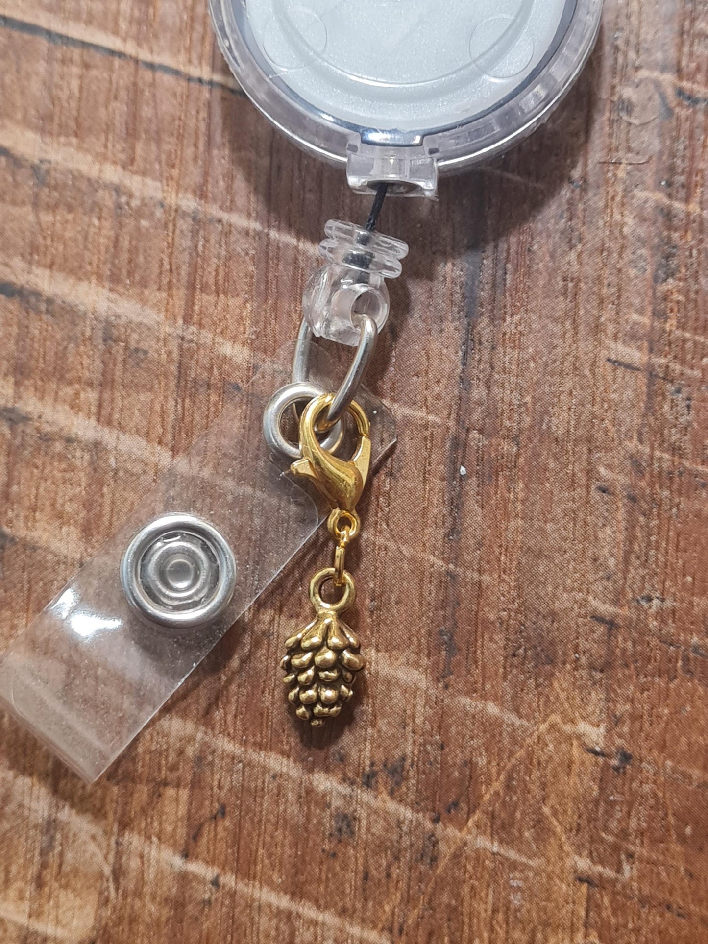 Pine Cone ID Badge Reel Charm - Rustic Woodland Lanyard Accessory for Park Rangers, Science Teachers, and Nature Lovers