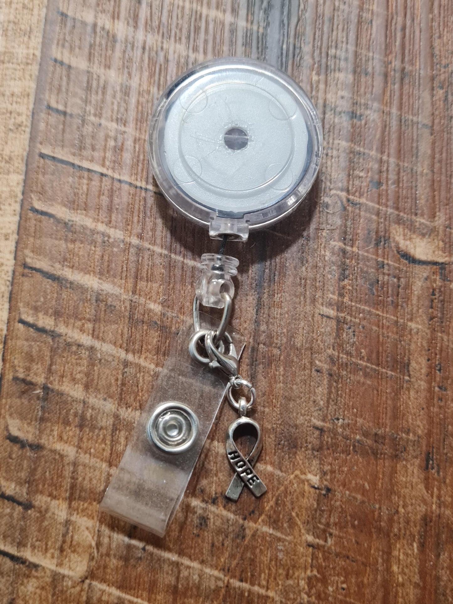 Hope ~ Breast Cancer Awareness ~ ID Badge Reel Charm ~ Custom Made Charms ~ Badge Buddy ~ Badge Accessories