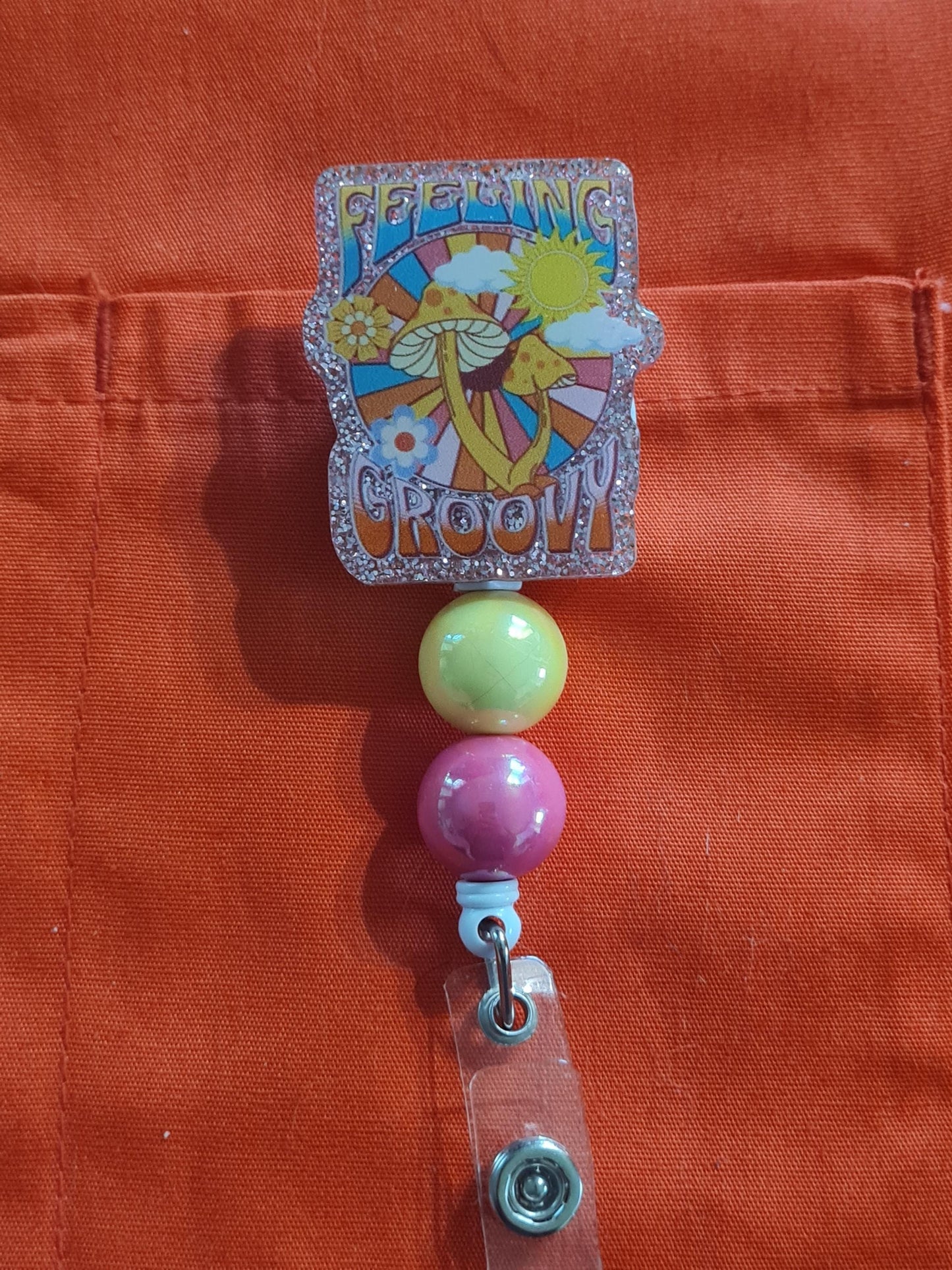 Feeling Groovy Badge Reel ~ ID Badge Reel ~ Hippie Badge Reel ~ Peace & Love Badge Reel ~ Work Badge ~ Medical Badge Reel ~ Boho Badge Reel