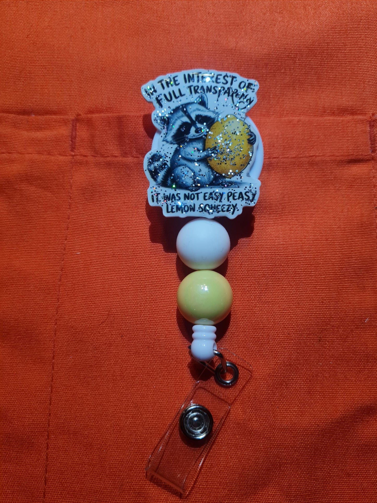 Easy Peasy Lemon Squeezy Badge Reel ~ Health Care Badge Reel ~ Medical Badge Reel ~ Badge Reel ~ RN Badge Reel ~ Raccoon Badge Reel