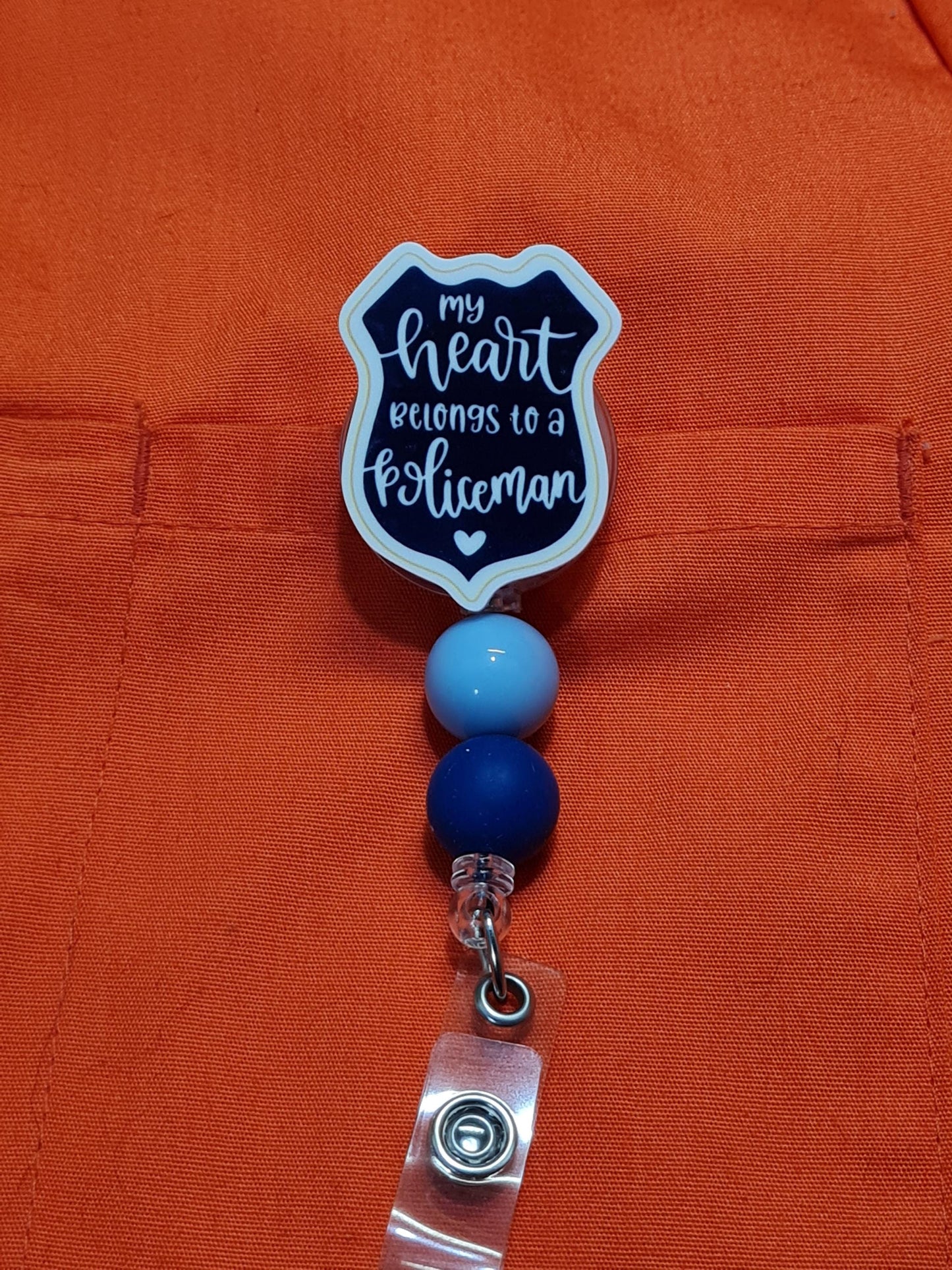 My Heart Belongs to a Policeman Badge Reel ~ Health Care Badge Reel ~ Medical Badge Reel ~ Blue Lives Matter Badge Reel ~ RN Reel ~ Police