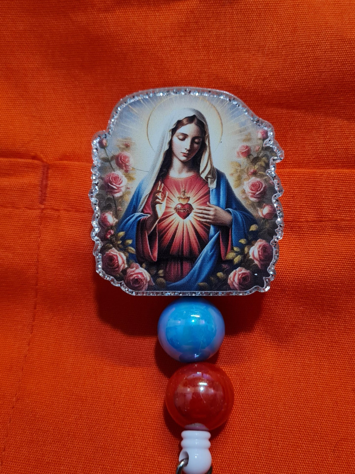 Virgin Mary Badge Reel ~ ID Badge Reel ~ Catholic Badge Reel ~ Religious Badge Reel ~ Nurse Badge Reel ~ Mother Mary ~ Madonna~ Badge Reel