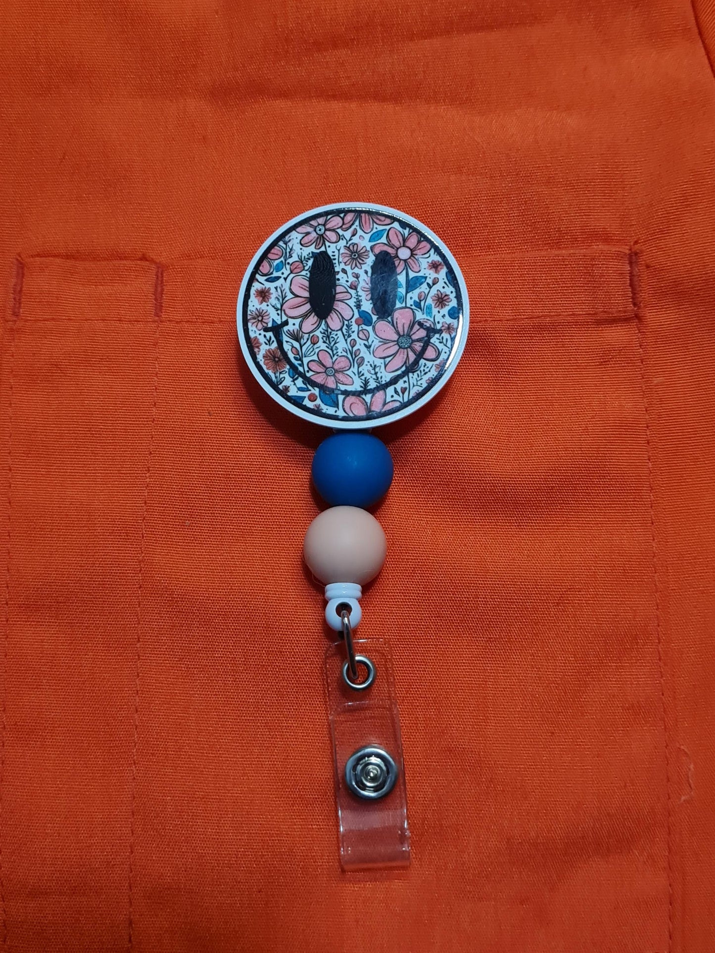 Smiley Face Badge Reel ~ ID Badge Reel ~ Work Badge~ Medical Badge Reel ~ RN Badge Reel ~ Nurse Badge Reel ~ Smiley Face Daisy Badge Reel