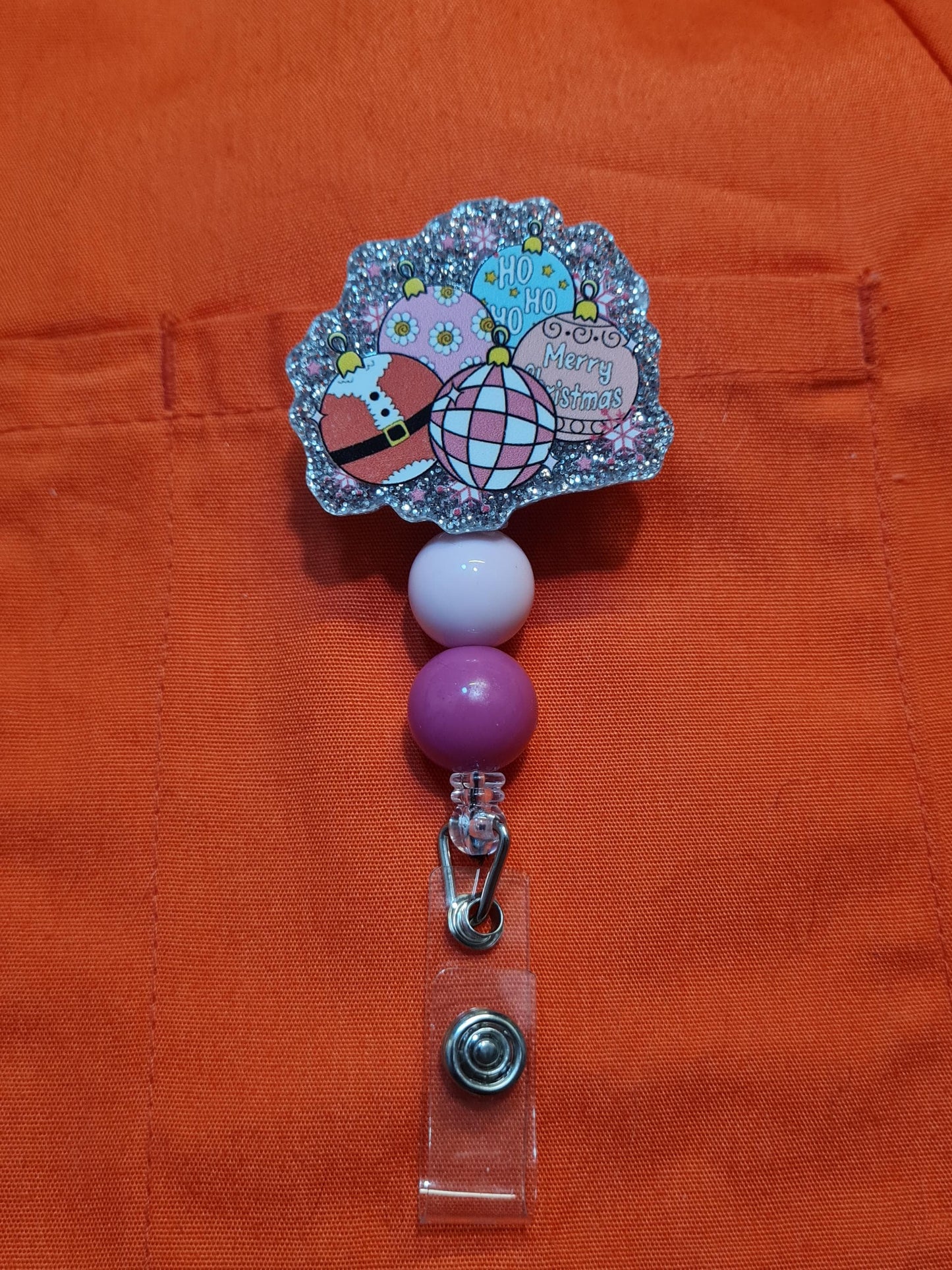 Christmas Balls Badge Reel ~ Health Care Badge Reel ~ Work Badge ~ Medical Badge Reel ~ Santa Claus Badge Reel ~ Christmas Badge Reel