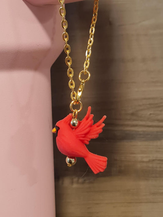 Red Cardinal Tumbler Handle Charm - Northern Cardinal Bird Accessory for 40oz Stanley Cups - Red Bird Water Bottle Dangle for Nature Lovers