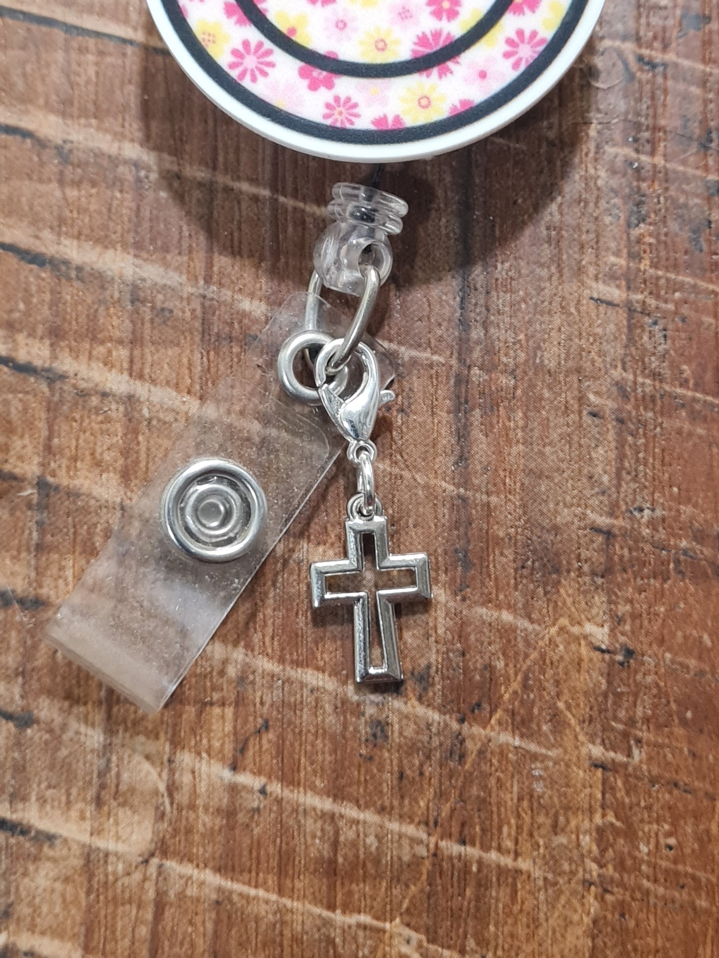 Cross ~ ID Badge Reel Charm ~ Custom Made Charm ~ Badge Buddy ~ Badge Accessories ~ Work Badge Charm ~ ID Badge Charm~ Christian Badge Charm