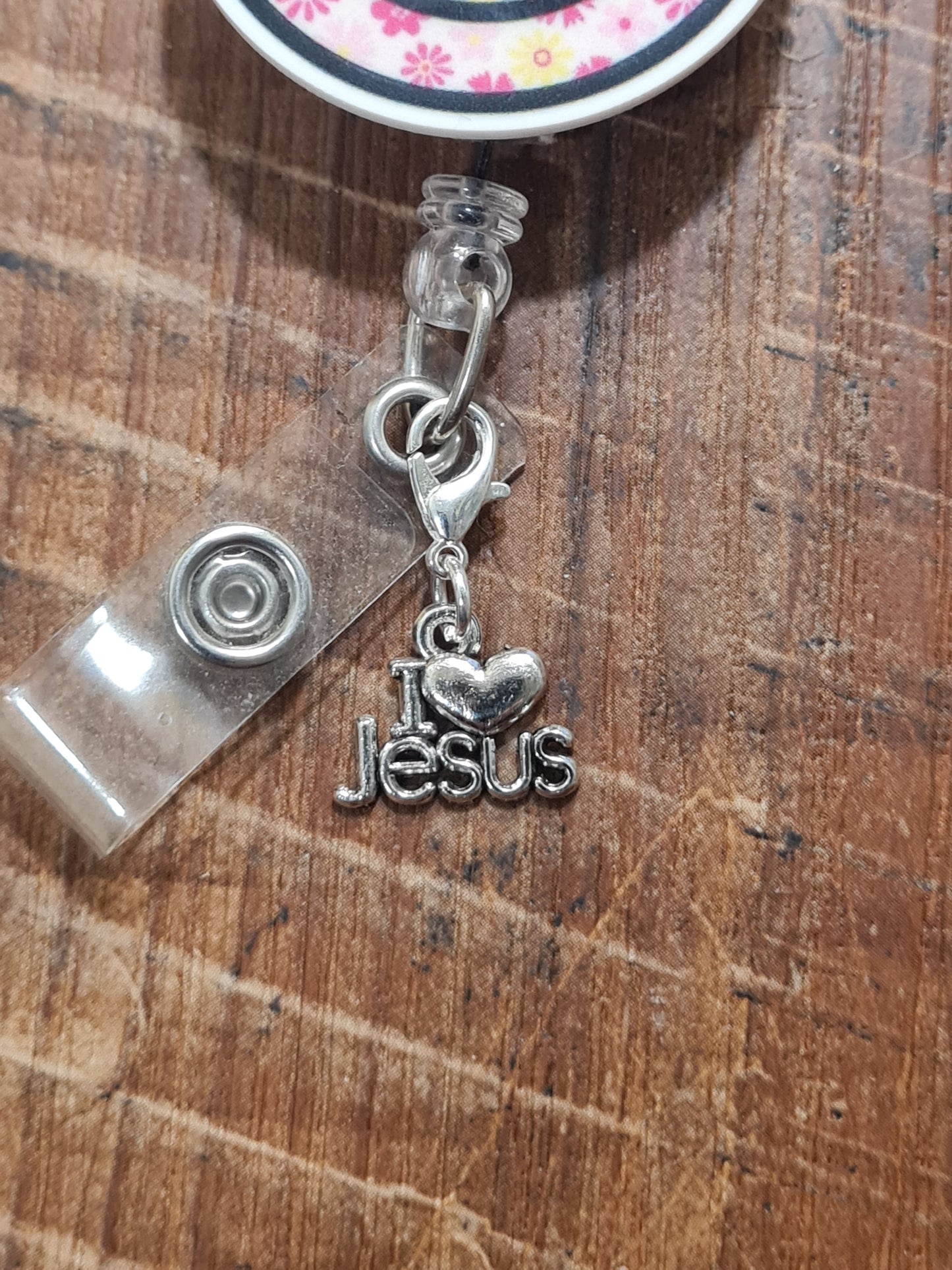 I Love Jesus ~ ID Badge Reel Charm ~ Custom Made Charms ~ Badge Buddy ~ Badge Accessories