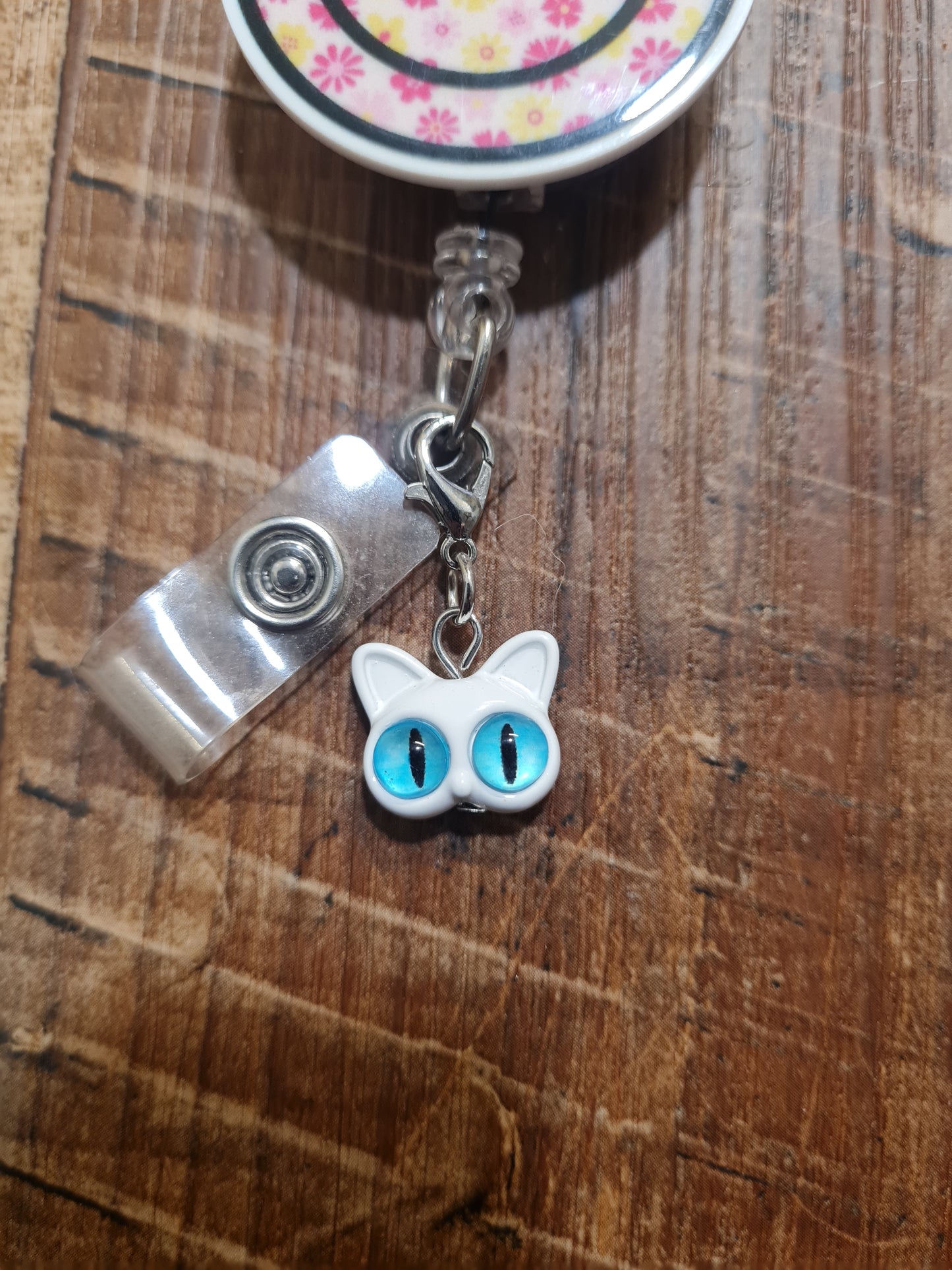 Cat Eyes~ ID Badge Reel Charm ~ Custom Made Charms ~ Badge Buddy ~ Badge Accessories ~ Big Eye Cat ID Badge Reel Charm - Cute Kitten Lanyard Flair for Nurses, Teachers, and Vet Techs ~ Cat Eyes