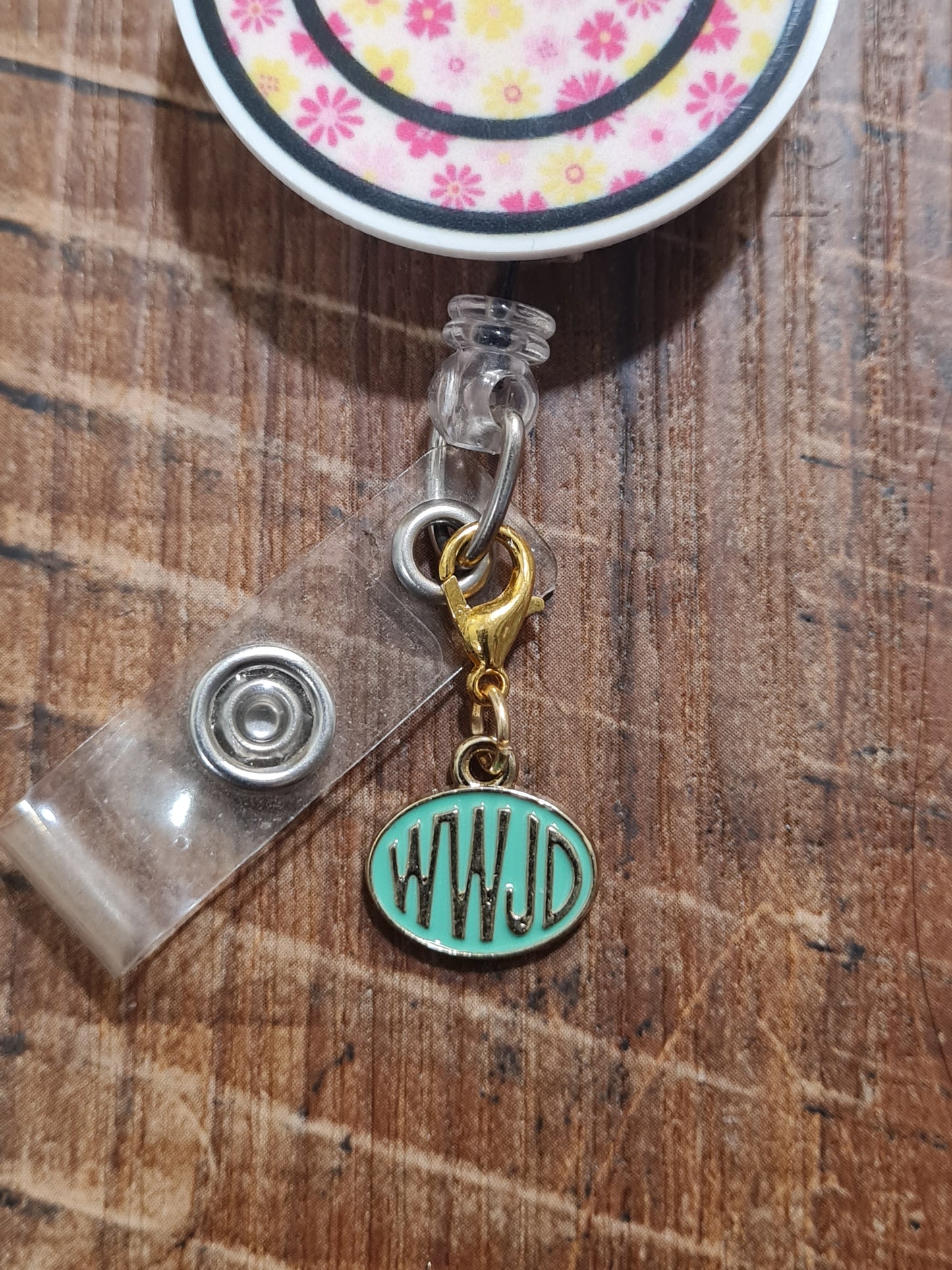 WWJD Badge Charm ~ ID Badge Reel Charm ~ Custom Made Charms ~ Badge Buddy ~ Badge Accessories ~ What Would Jesus Do Charm ~ WWJD Charm