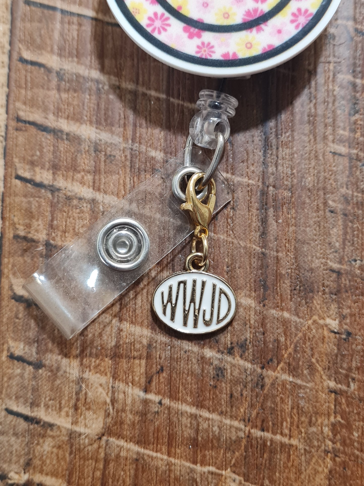 WWJD Badge Charm ~ ID Badge Reel Charm ~ Custom Made Charms ~ Badge Buddy ~ Badge Accessories ~ What Would Jesus Do Charm ~ WWJD Charm