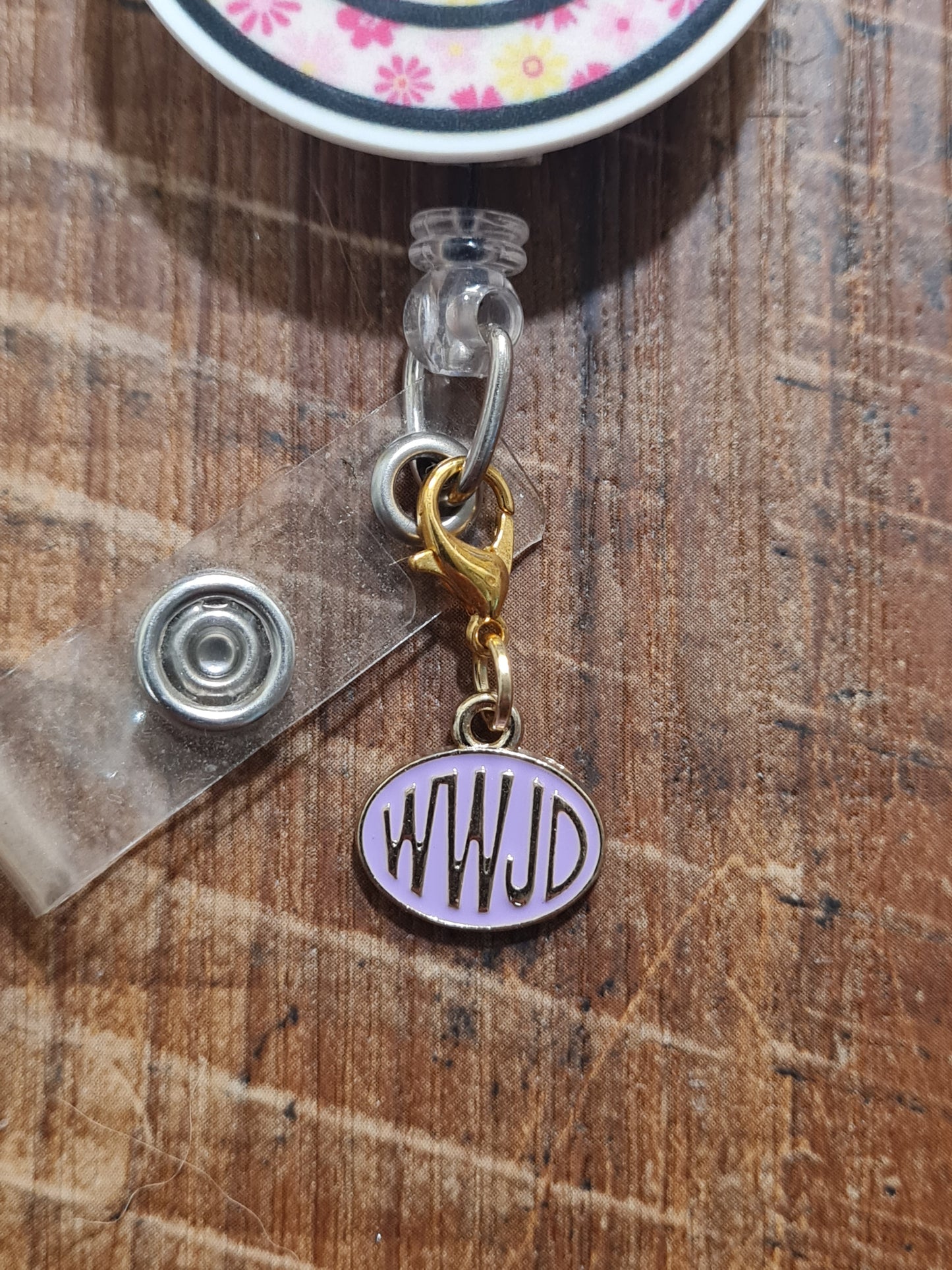 WWJD Badge Charm ~ ID Badge Reel Charm ~ Custom Made Charms ~ Badge Buddy ~ Badge Accessories ~ What Would Jesus Do Charm ~ WWJD Charm