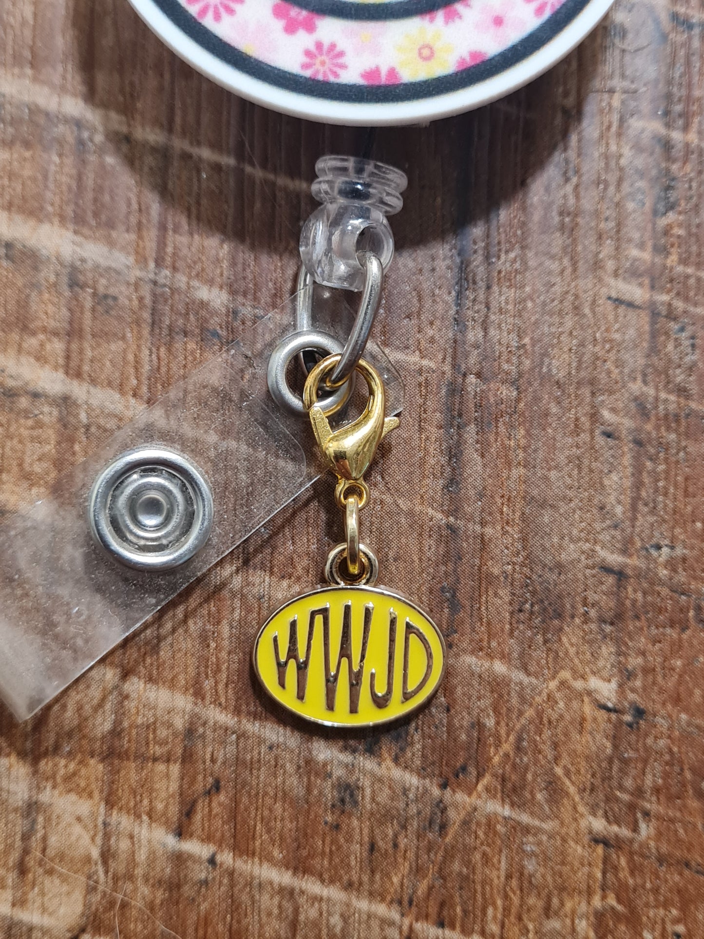 WWJD Badge Charm ~ ID Badge Reel Charm ~ Custom Made Charms ~ Badge Buddy ~ Badge Accessories ~ What Would Jesus Do Charm ~ WWJD Charm