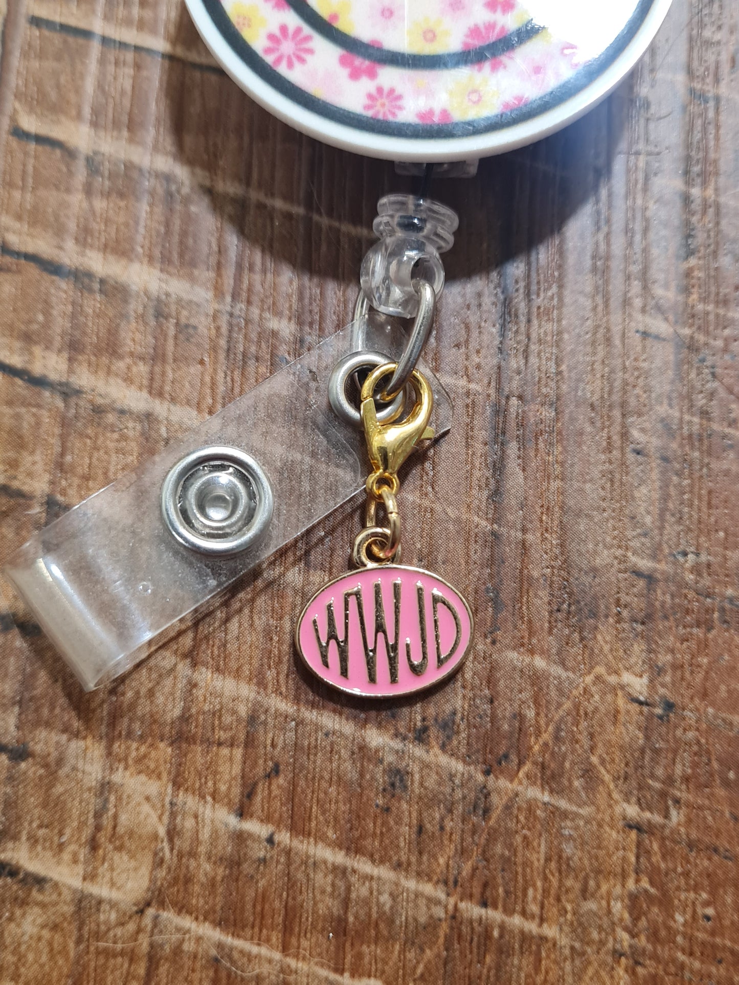 WWJD Badge Charm ~ ID Badge Reel Charm ~ Custom Made Charms ~ Badge Buddy ~ Badge Accessories ~ What Would Jesus Do Charm ~ WWJD Charm