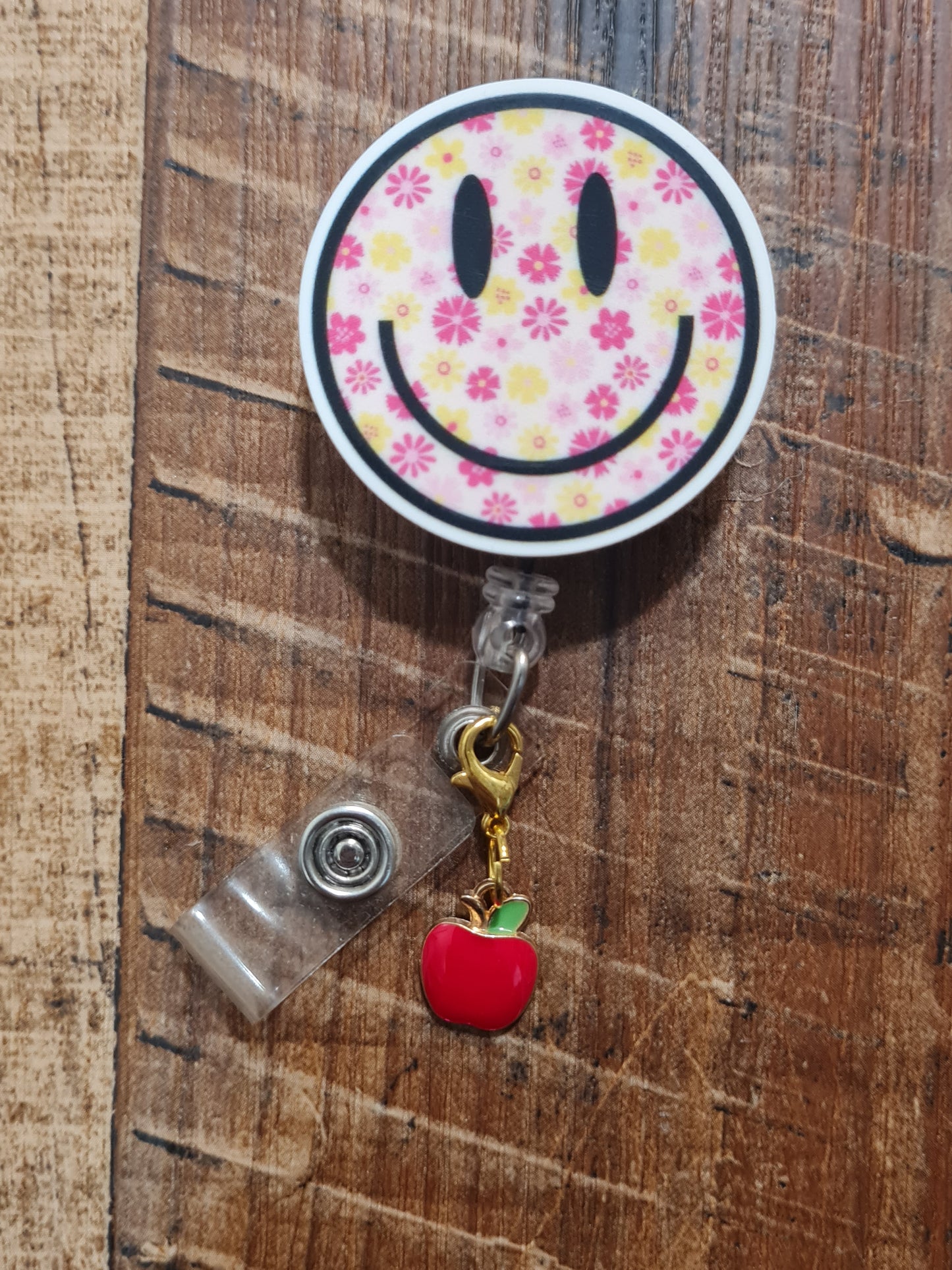 Teachers Apple ~ Apple of My Eye ~ ID Badge Reel Charm ~ Custom Made Charms ~ Badge Buddy ~ Badge Accessories ~ Red Apple ID Badge Reel Charm - Cute Teacher Appreciation Lanyard Flair for Educators, School Nurses, and RDAs