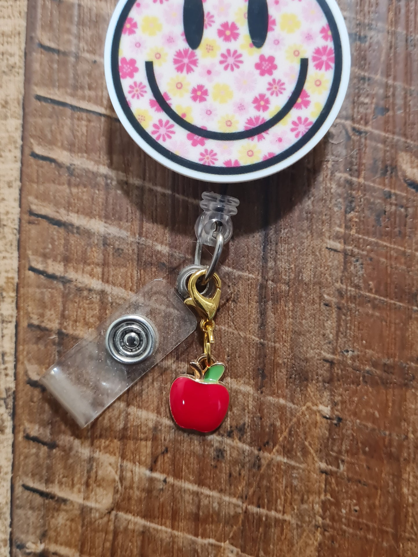 Teachers Apple ~ Apple of My Eye ~ ID Badge Reel Charm ~ Custom Made Charms ~ Badge Buddy ~ Badge Accessories ~ Red Apple ID Badge Reel Charm - Cute Teacher Appreciation Lanyard Flair for Educators, School Nurses, and RDAs