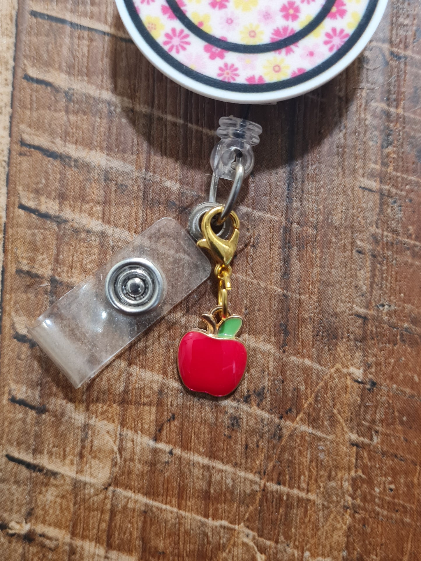 Teachers Apple ~ Apple of My Eye ~ ID Badge Reel Charm ~ Custom Made Charms ~ Badge Buddy ~ Badge Accessories ~ Red Apple ID Badge Reel Charm - Cute Teacher Appreciation Lanyard Flair for Educators, School Nurses, and RDAs