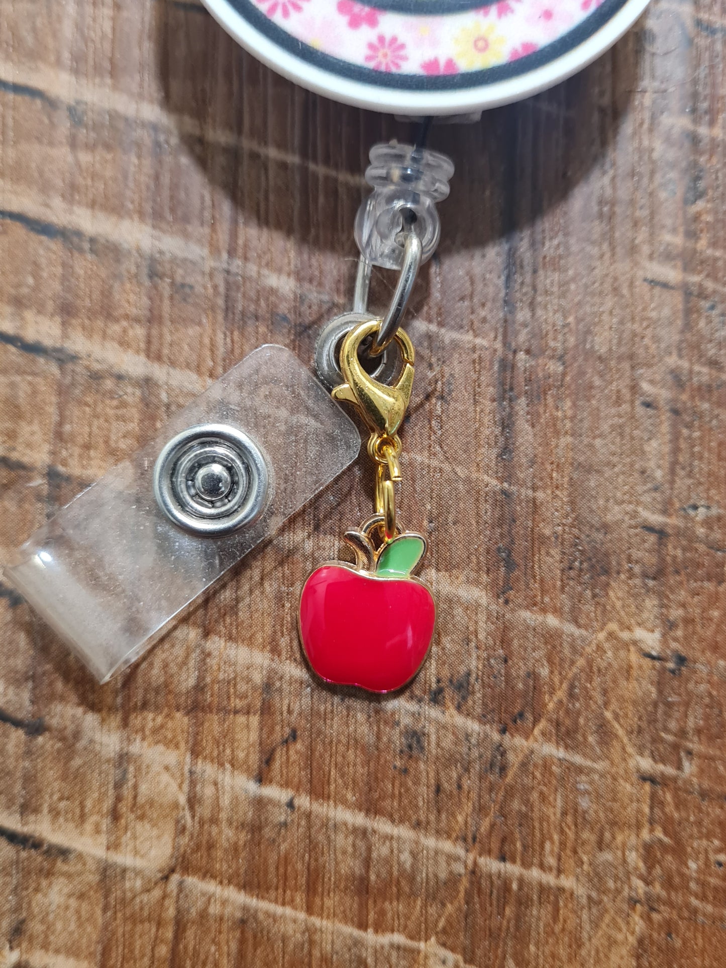 Teachers Apple ~ Apple of My Eye ~ ID Badge Reel Charm ~ Custom Made Charms ~ Badge Buddy ~ Badge Accessories ~ Red Apple ID Badge Reel Charm - Cute Teacher Appreciation Lanyard Flair for Educators, School Nurses, and RDAs