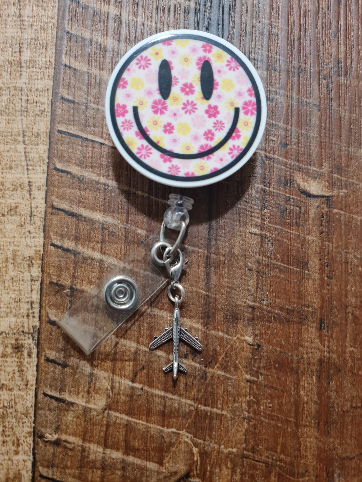 Airplane Jet ID Badge Reel Charm - Silver Aviation Lanyard Accessory for Pilots, Flight Attendants, and Aerospace Engineers