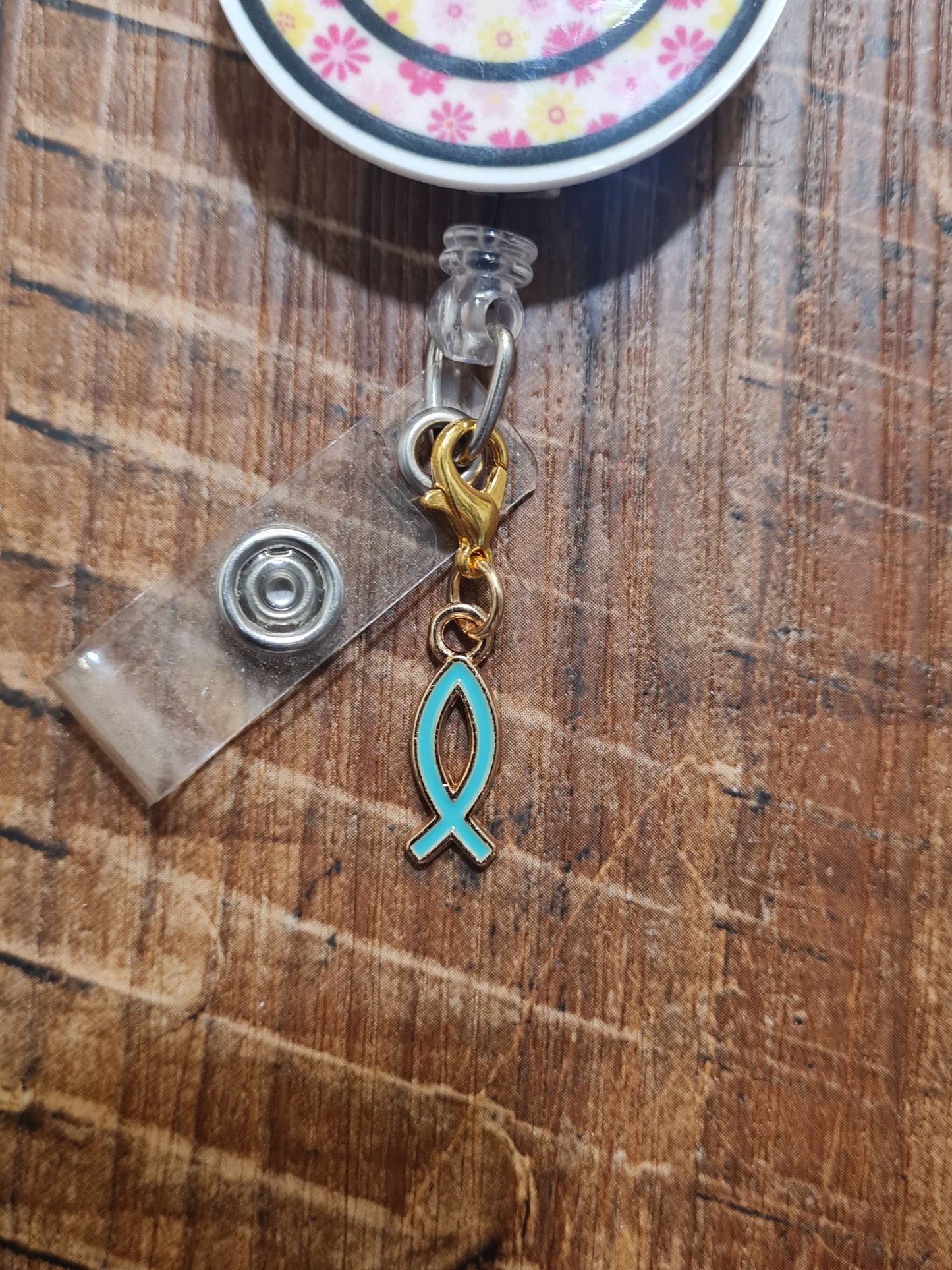 Jesus Fish ID Badge Reel Charm - Colorful Ichthys Faith Accessory for Christian Nurses, Teachers, and Healthcare Workers