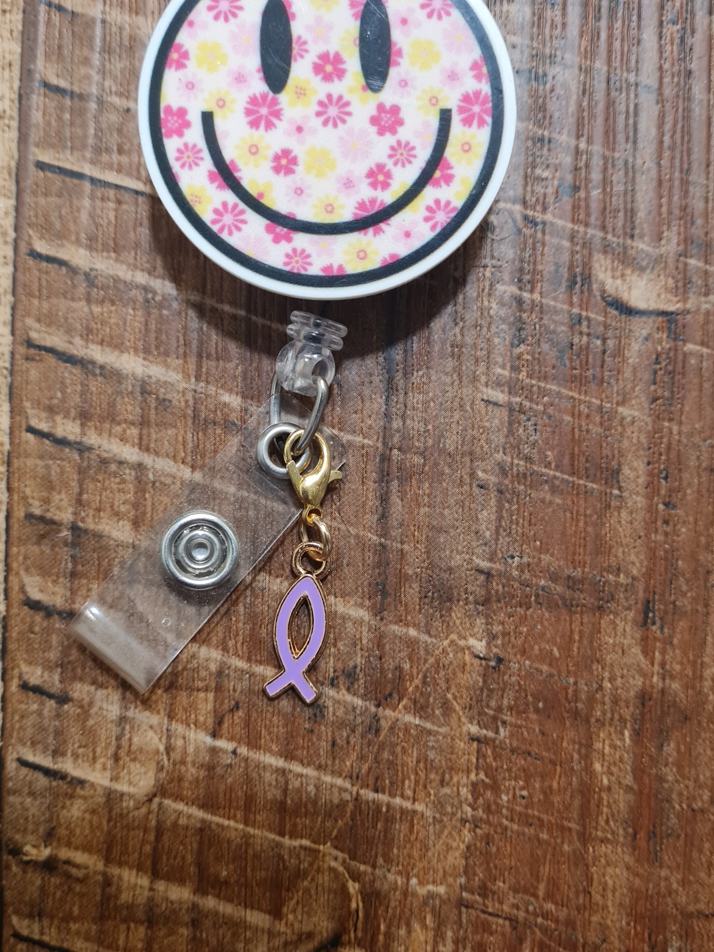 Jesus Fish ID Badge Reel Charm - Colorful Ichthys Faith Accessory for Christian Nurses, Teachers, and Healthcare Workers