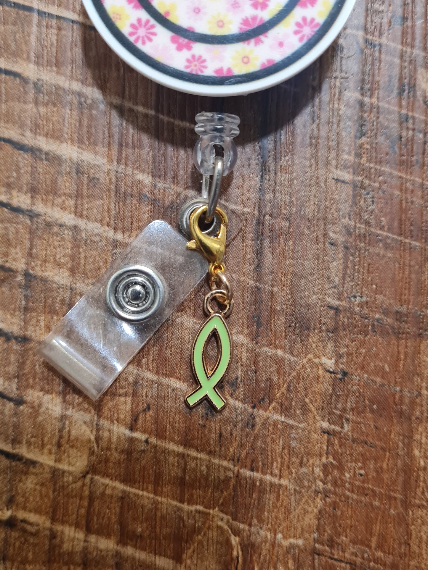 Jesus Fish ID Badge Reel Charm - Colorful Ichthys Faith Accessory for Christian Nurses, Teachers, and Healthcare Workers