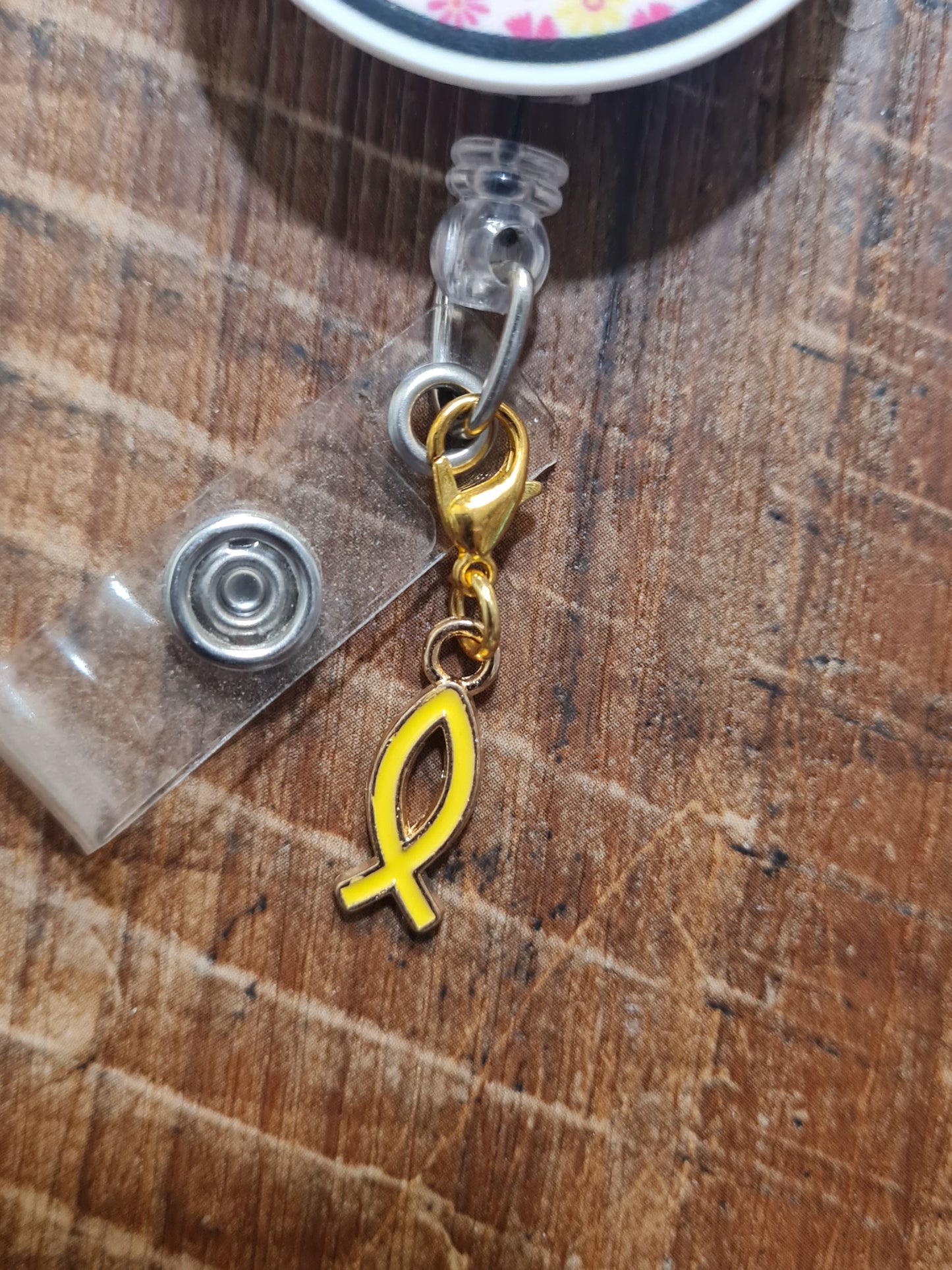 Jesus Fish ID Badge Reel Charm - Colorful Ichthys Faith Accessory for Christian Nurses, Teachers, and Healthcare Workers