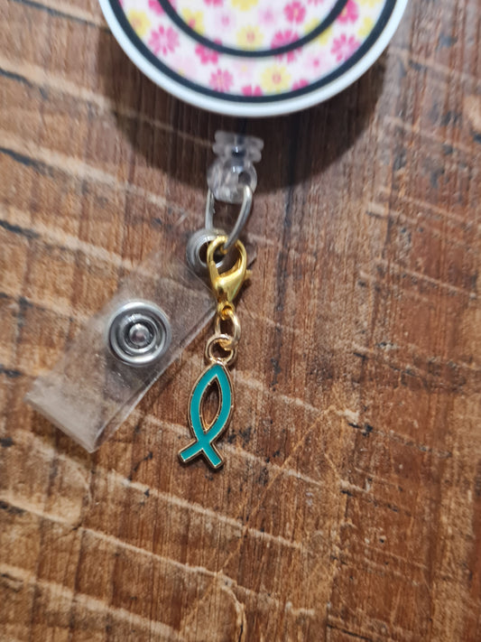 Jesus Fish ID Badge Reel Charm - Colorful Ichthys Faith Accessory for Christian Nurses, Teachers, and Healthcare Workers