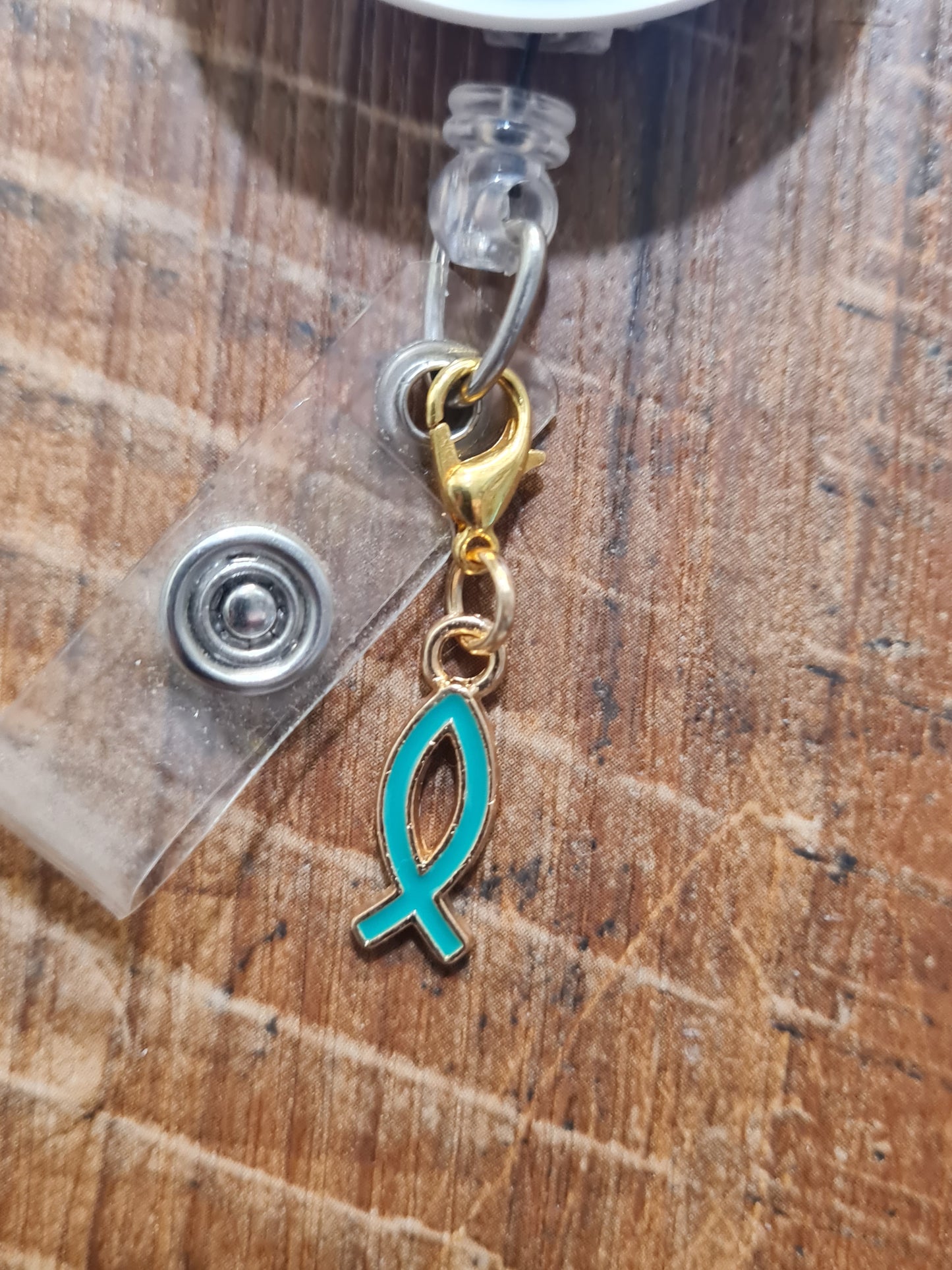 Jesus Fish ID Badge Reel Charm - Colorful Ichthys Faith Accessory for Christian Nurses, Teachers, and Healthcare Workers