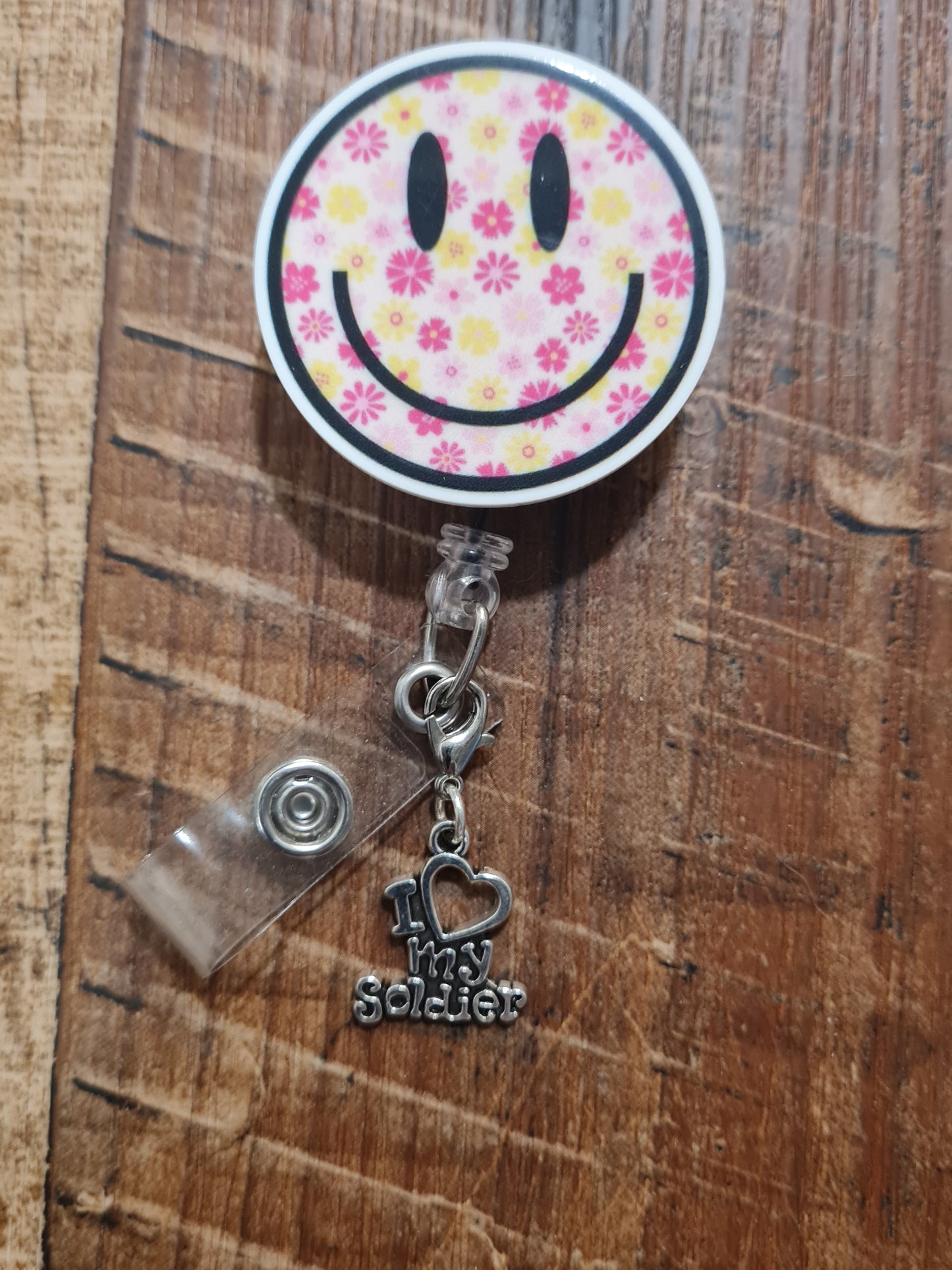 I Love My Soldier ID Badge Reel Charm - Military Pride Accessory for Army, Navy, Air Force, and Marines Spouses & Parents