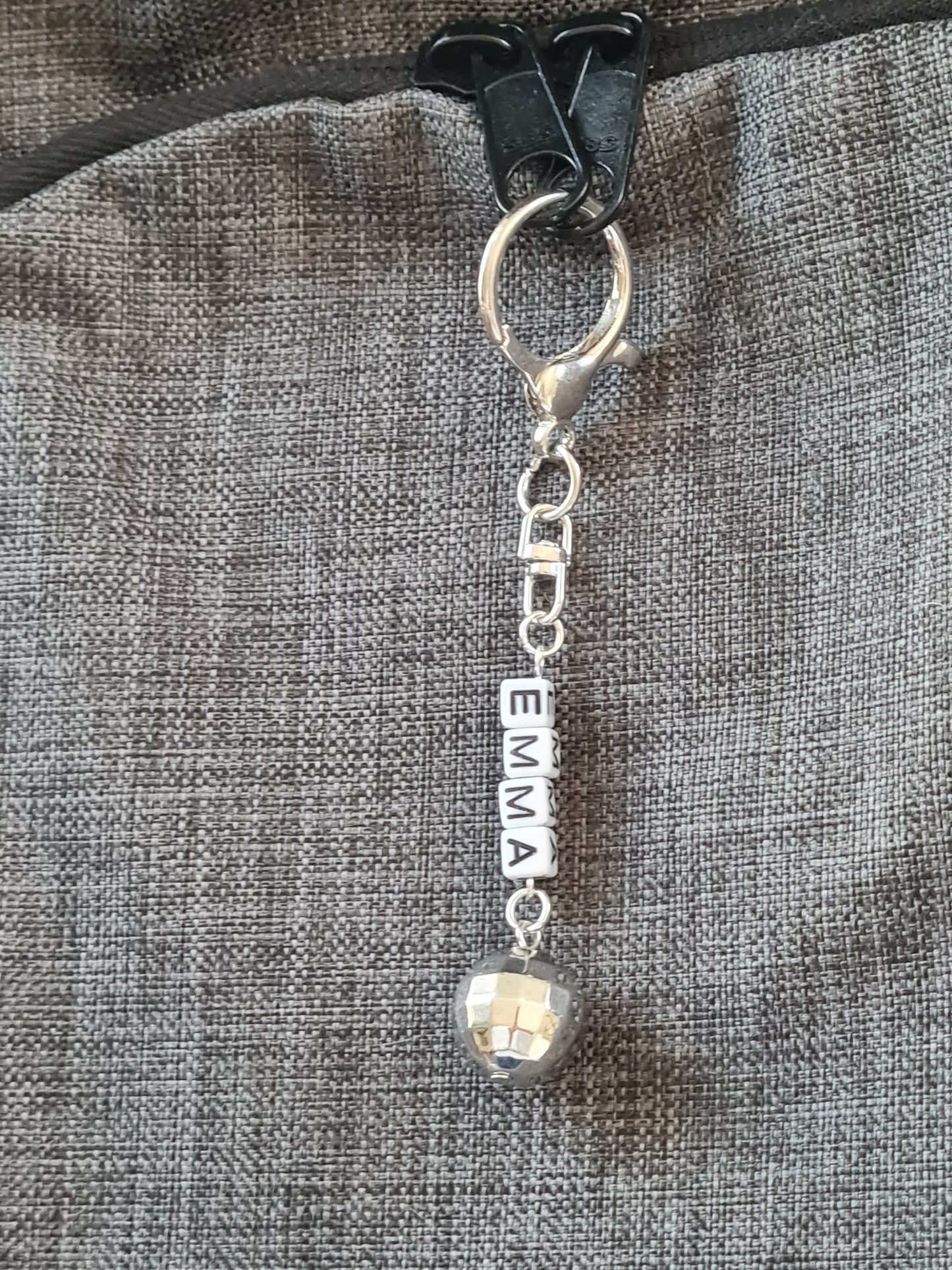 Disco Ball Custom Name Bag Charm - Personalized Keychain for School Backpacks and Handbags - Trendy Bag Accessory