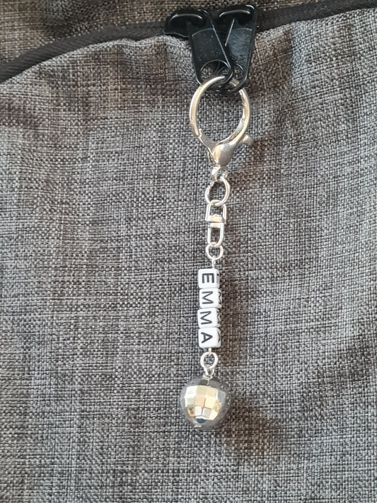 Disco Ball Custom Name Bag Charm - Personalized Keychain for School Backpacks and Handbags - Trendy Bag Accessory