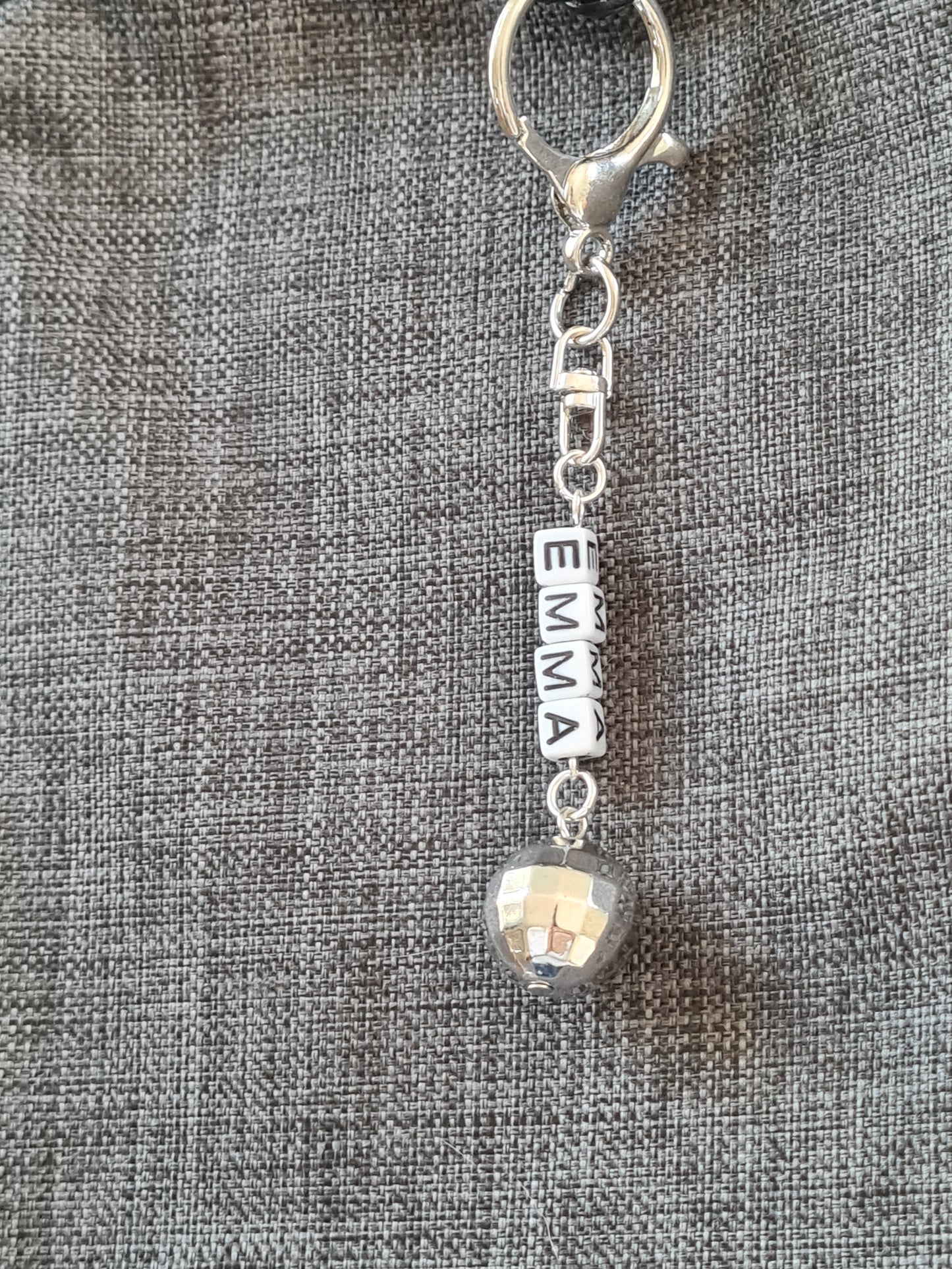 Disco Ball Custom Name Bag Charm - Personalized Keychain for School Backpacks and Handbags - Trendy Bag Accessory