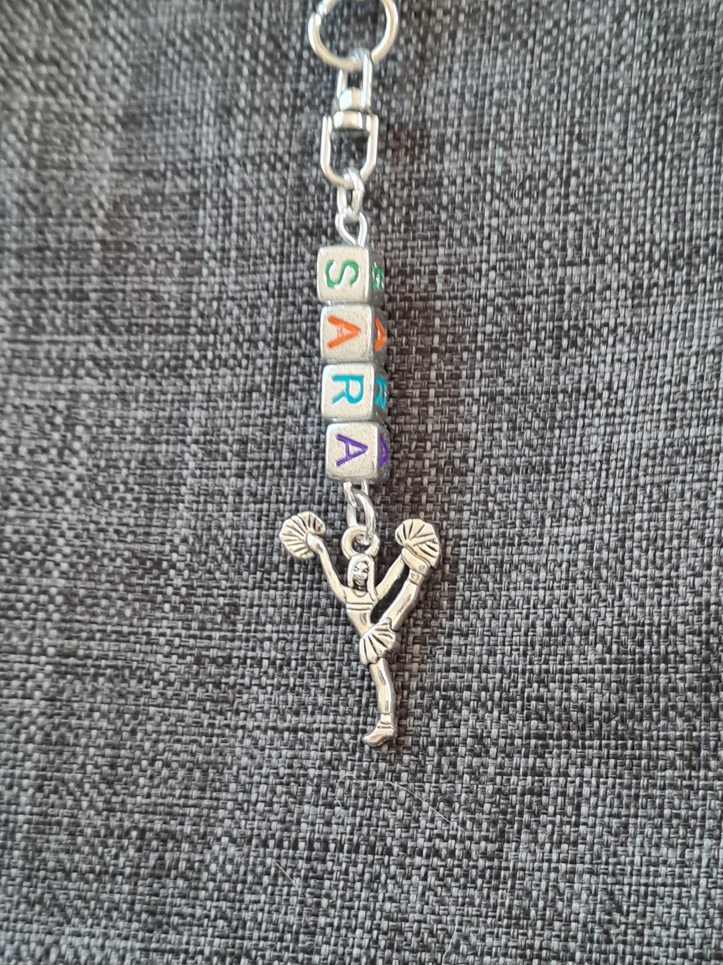 Personalized Cheer Bag Charm - Custom Name Keychain for Cheerleaders, Dance Bags, and Backpacks