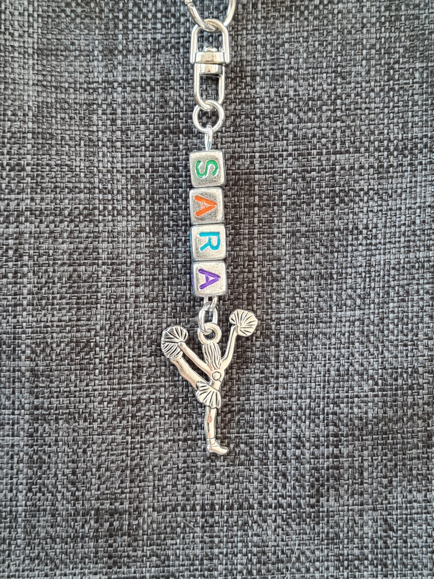 Personalized Cheer Bag Charm - Custom Name Keychain for Cheerleaders, Dance Bags, and Backpacks