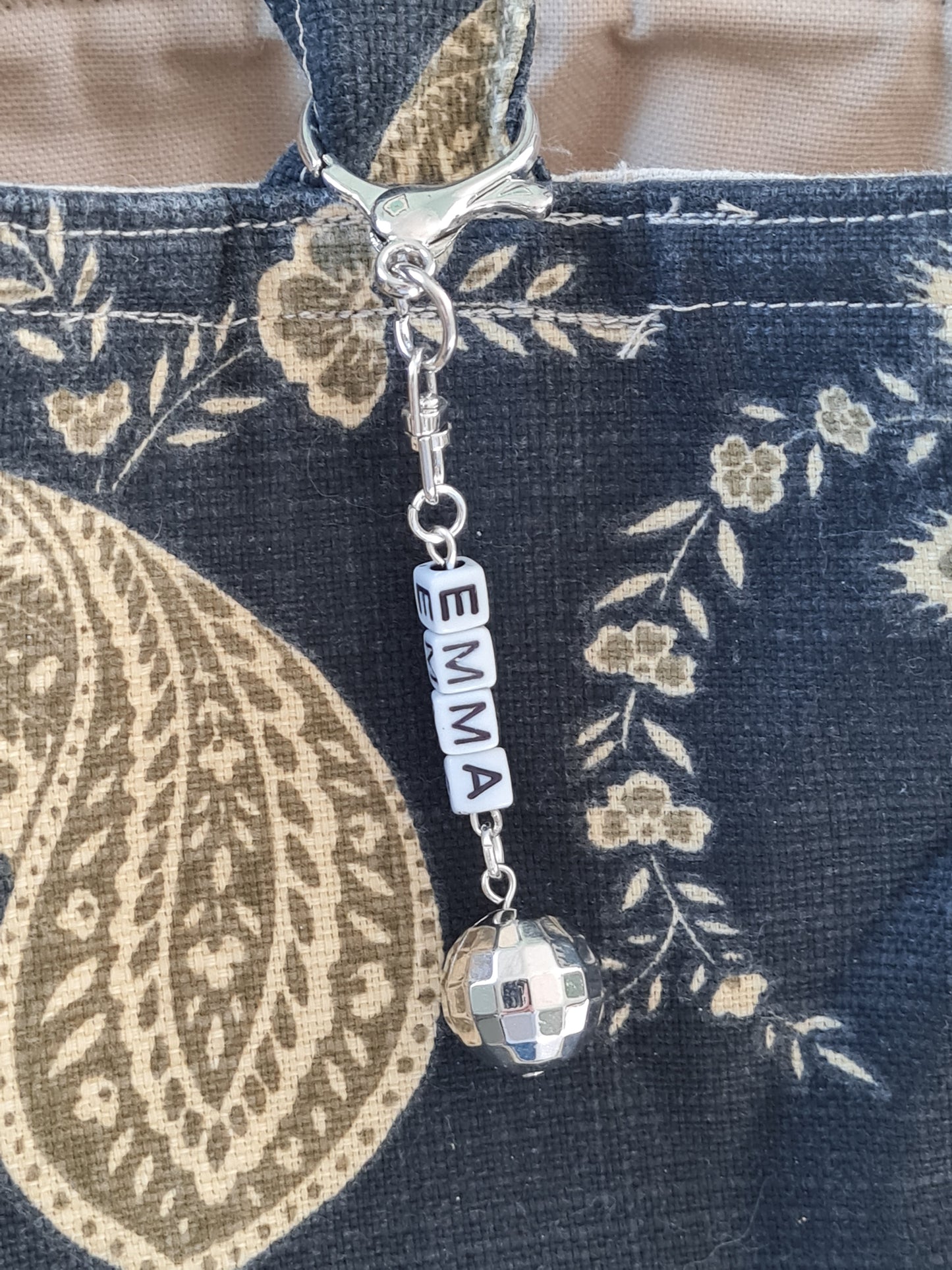 Disco Ball Custom Name Bag Charm - Personalized Keychain for School Backpacks and Handbags - Trendy Bag Accessory