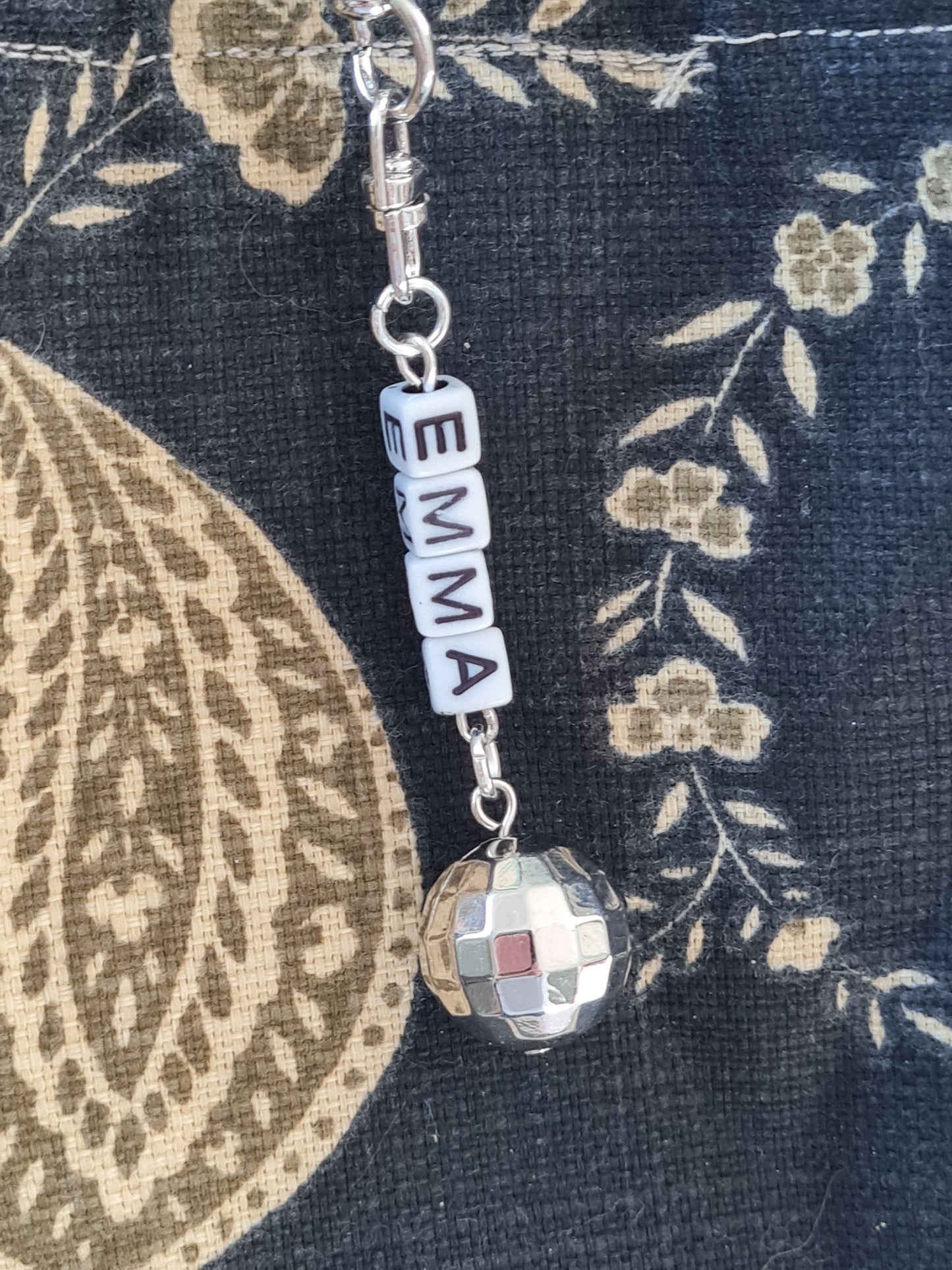 Disco Ball Custom Name Bag Charm - Personalized Keychain for School Backpacks and Handbags - Trendy Bag Accessory