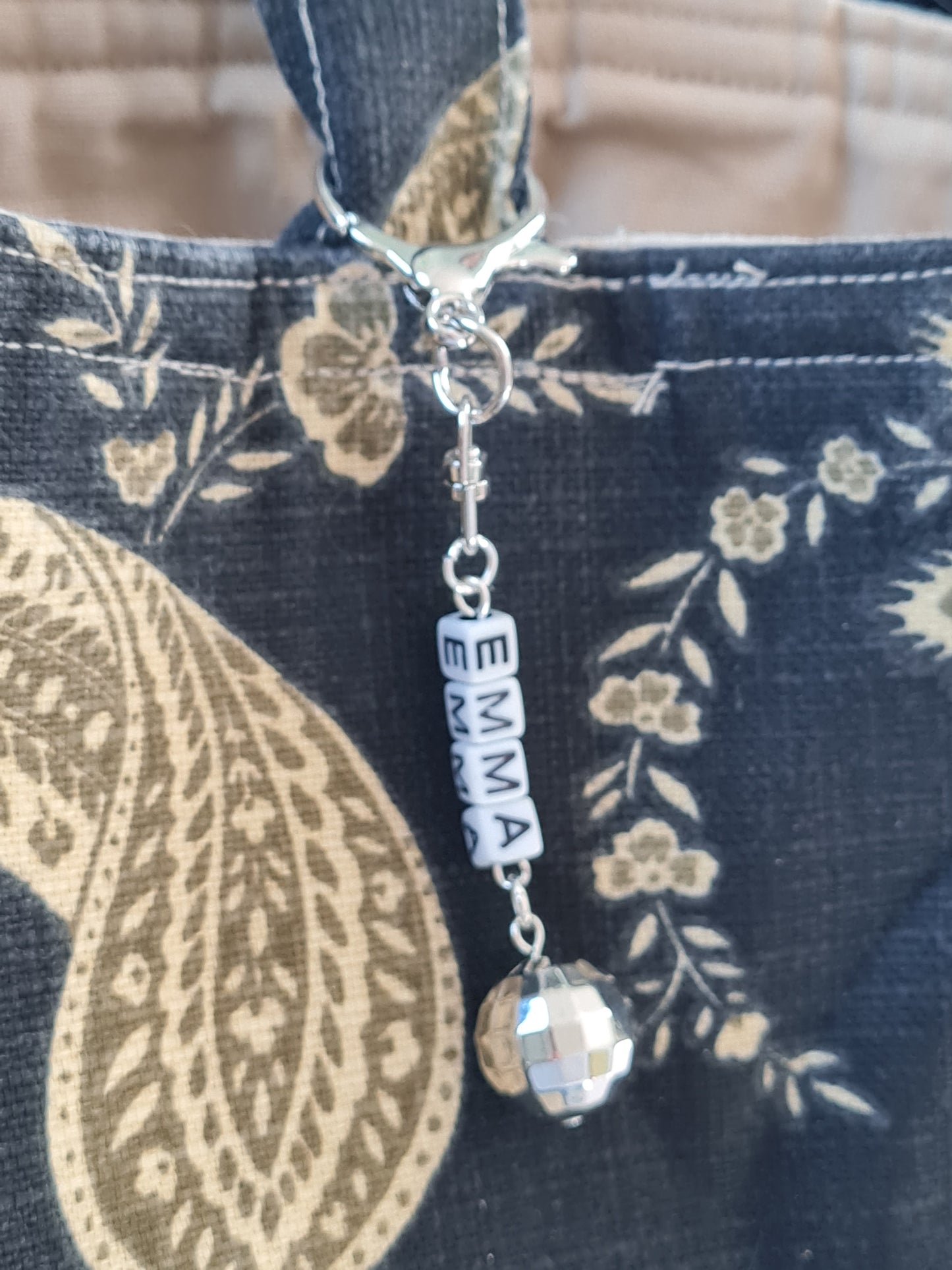 Disco Ball Custom Name Bag Charm - Personalized Keychain for School Backpacks and Handbags - Trendy Bag Accessory