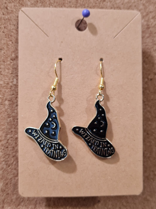 Wizard In Training Earrings ~ Wizard Hat ~ Stainless Fish Hook Posts