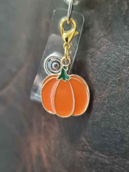 Thanksgiving Pumpkin ~ ID Badge Reel Charm ~ Custom Made Charms ~ Badge Buddy ~ Badge Accessories