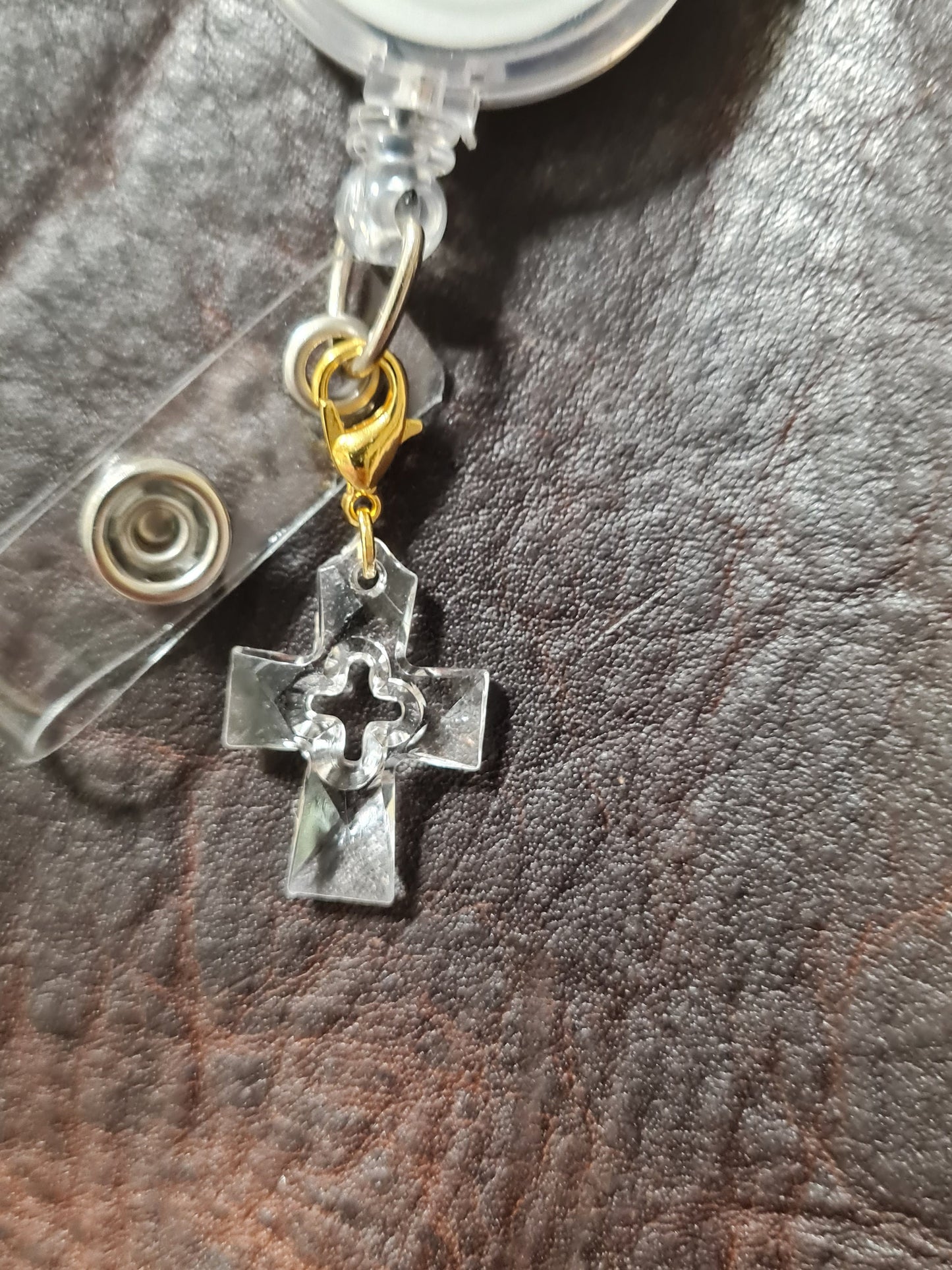 Acrylic Cross ~ ID Badge Reel Charm ~ Custom Made Charms ~ Badge Buddy ~ Badge Accessories