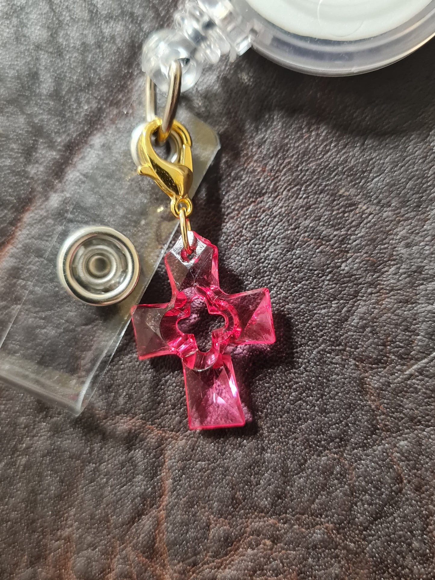 Acrylic Cross ~ ID Badge Reel Charm ~ Custom Made Charms ~ Badge Buddy ~ Badge Accessories