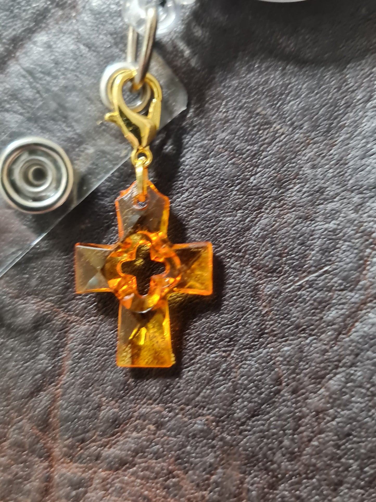 Acrylic Cross ~ ID Badge Reel Charm ~ Custom Made Charms ~ Badge Buddy ~ Badge Accessories