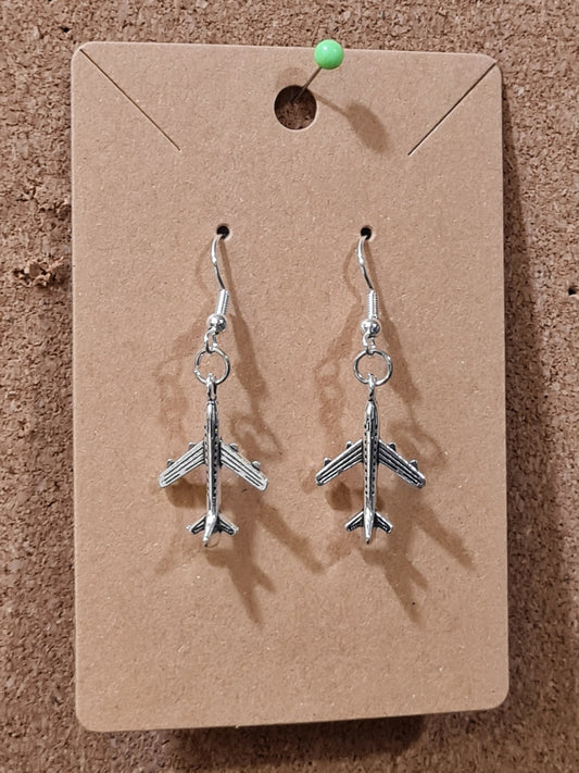 Jet Plane Earrings ~ Stainless Fish Hook Posts ~ Pilot ~ Steward ~ Plane