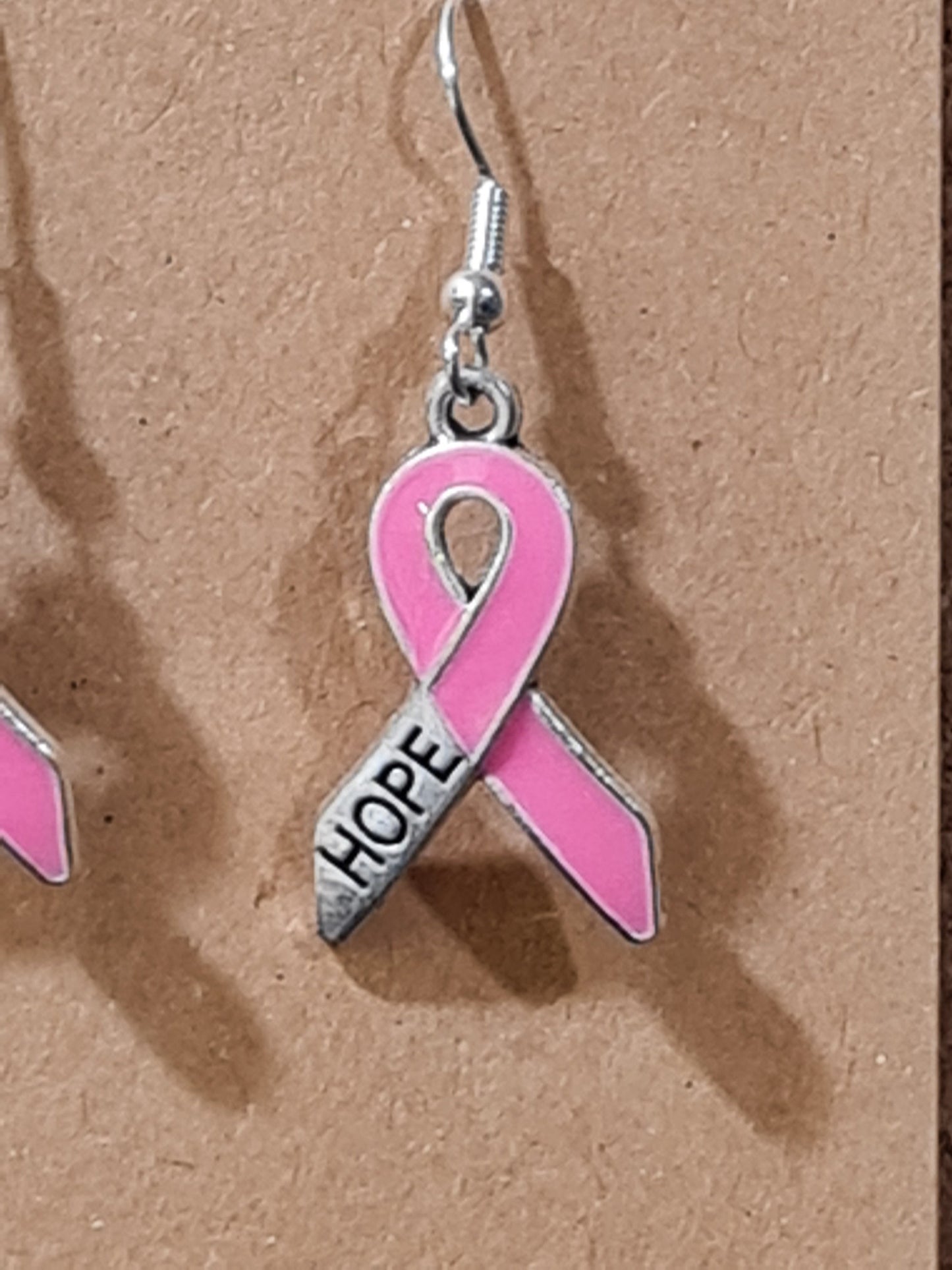 Breast Cancer Awareness Earrings ~ Stainless Fish Hook Posts ~ Hope