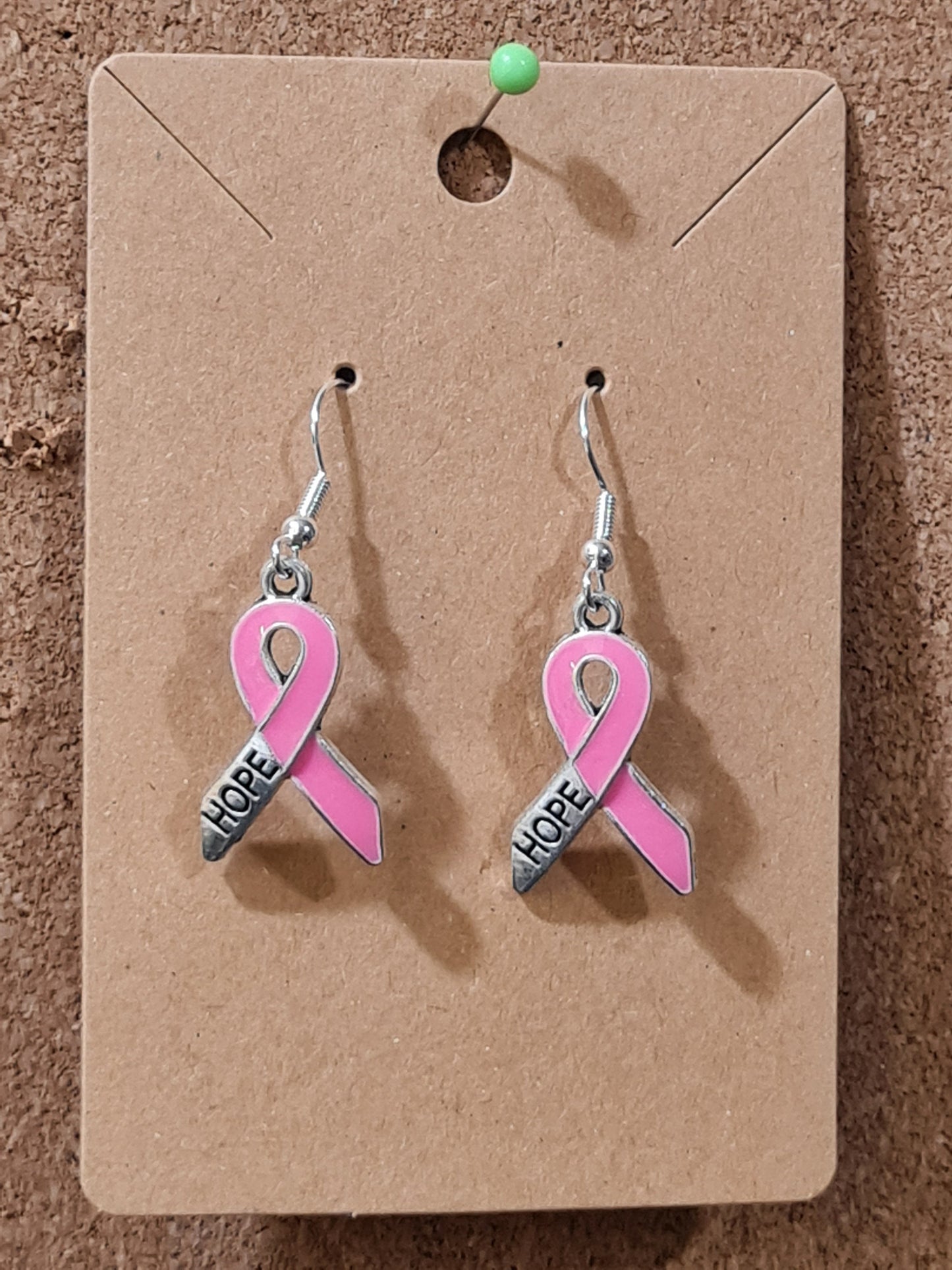 Breast Cancer Awareness Earrings ~ Stainless Fish Hook Posts ~ Hope